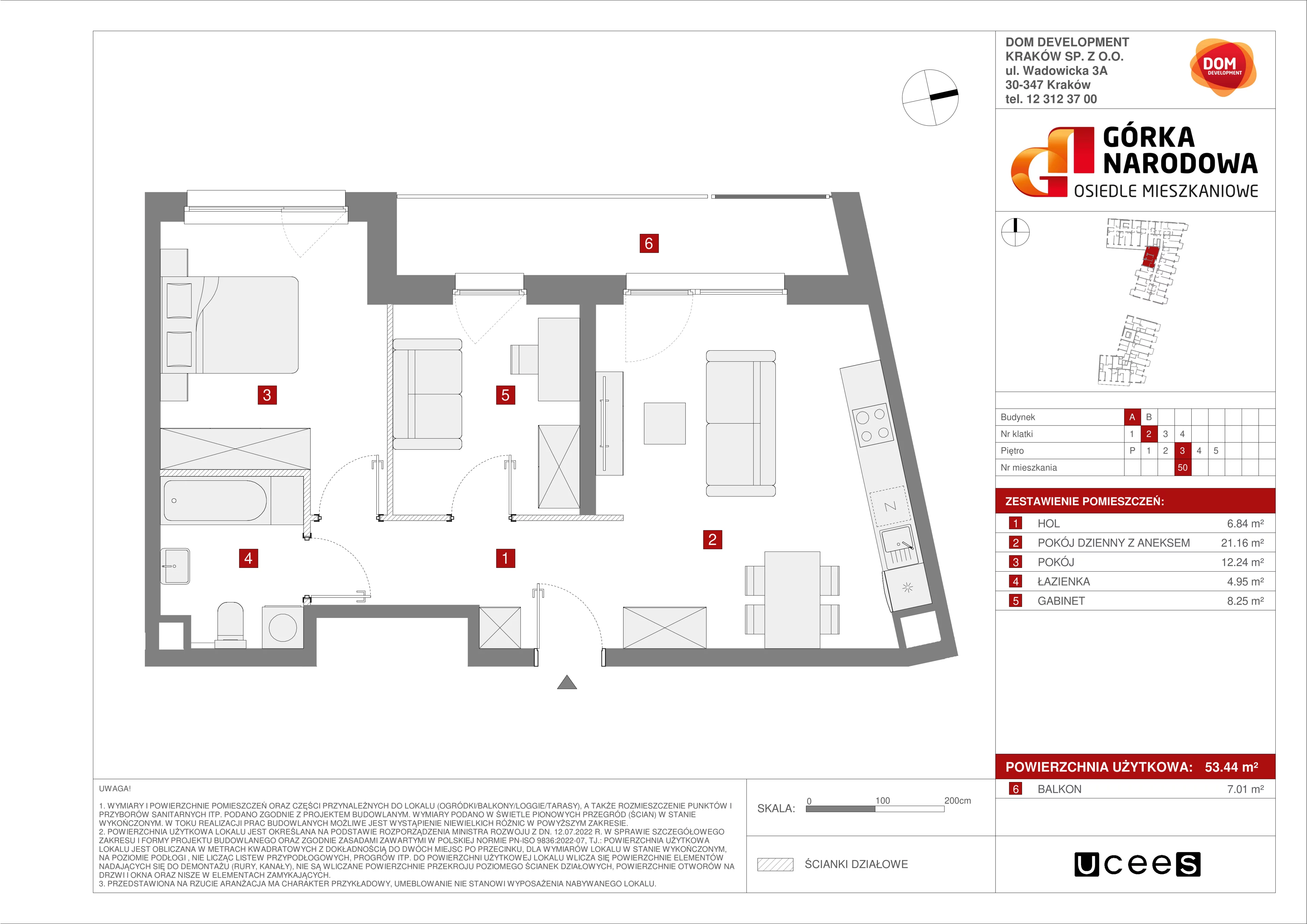 Mieszkanie 53,44 m², piętro 3, oferta nr A/50, Osiedle Górka Narodowa etap 5, Kraków, Prądnik Biały, Górka Narodowa, ul. Papierni Prądnickich