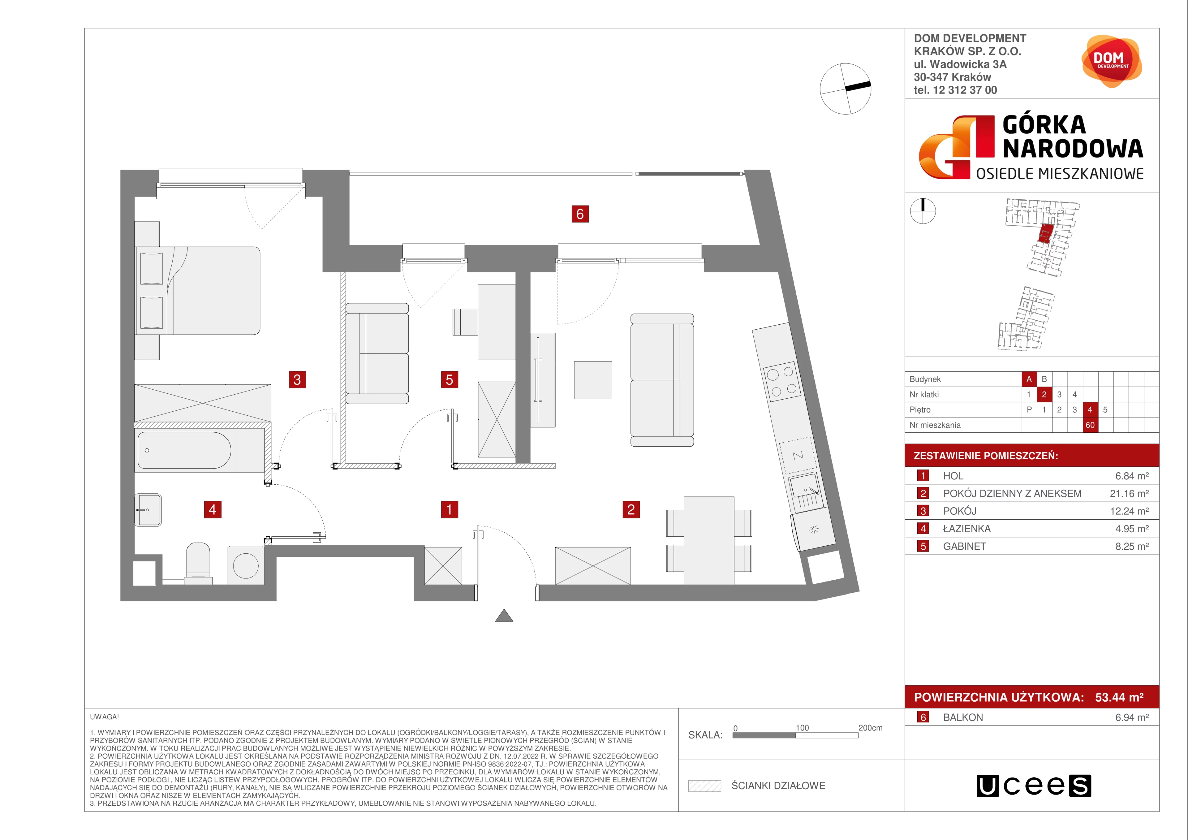 Mieszkanie 53,44 m², piętro 4, oferta nr A/60, Osiedle Górka Narodowa etap 5, Kraków, Prądnik Biały, Górka Narodowa, ul. Papierni Prądnickich