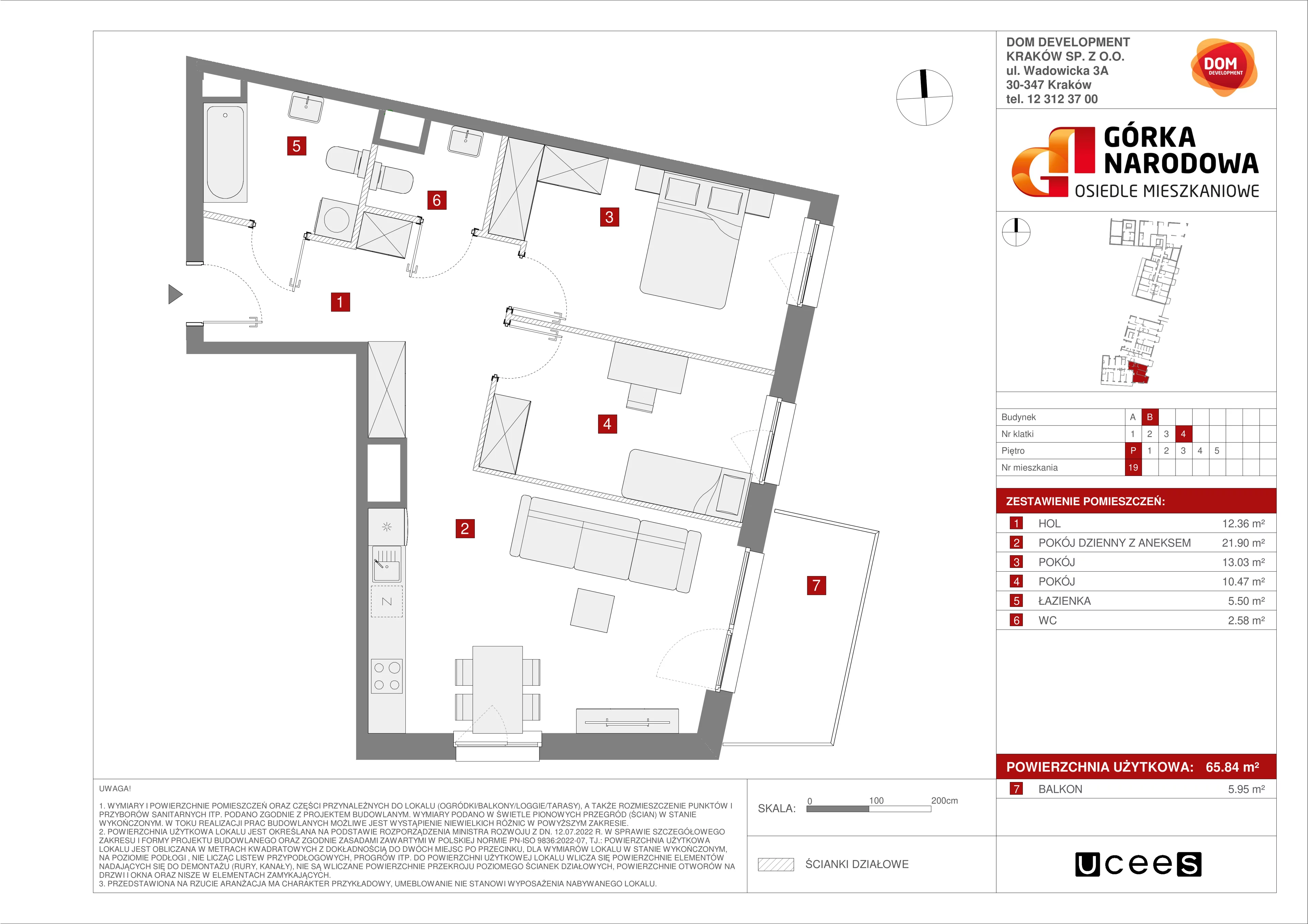 Mieszkanie 65,84 m², parter, oferta nr B/19, Osiedle Górka Narodowa etap 5, Kraków, Prądnik Biały, Górka Narodowa, ul. Papierni Prądnickich