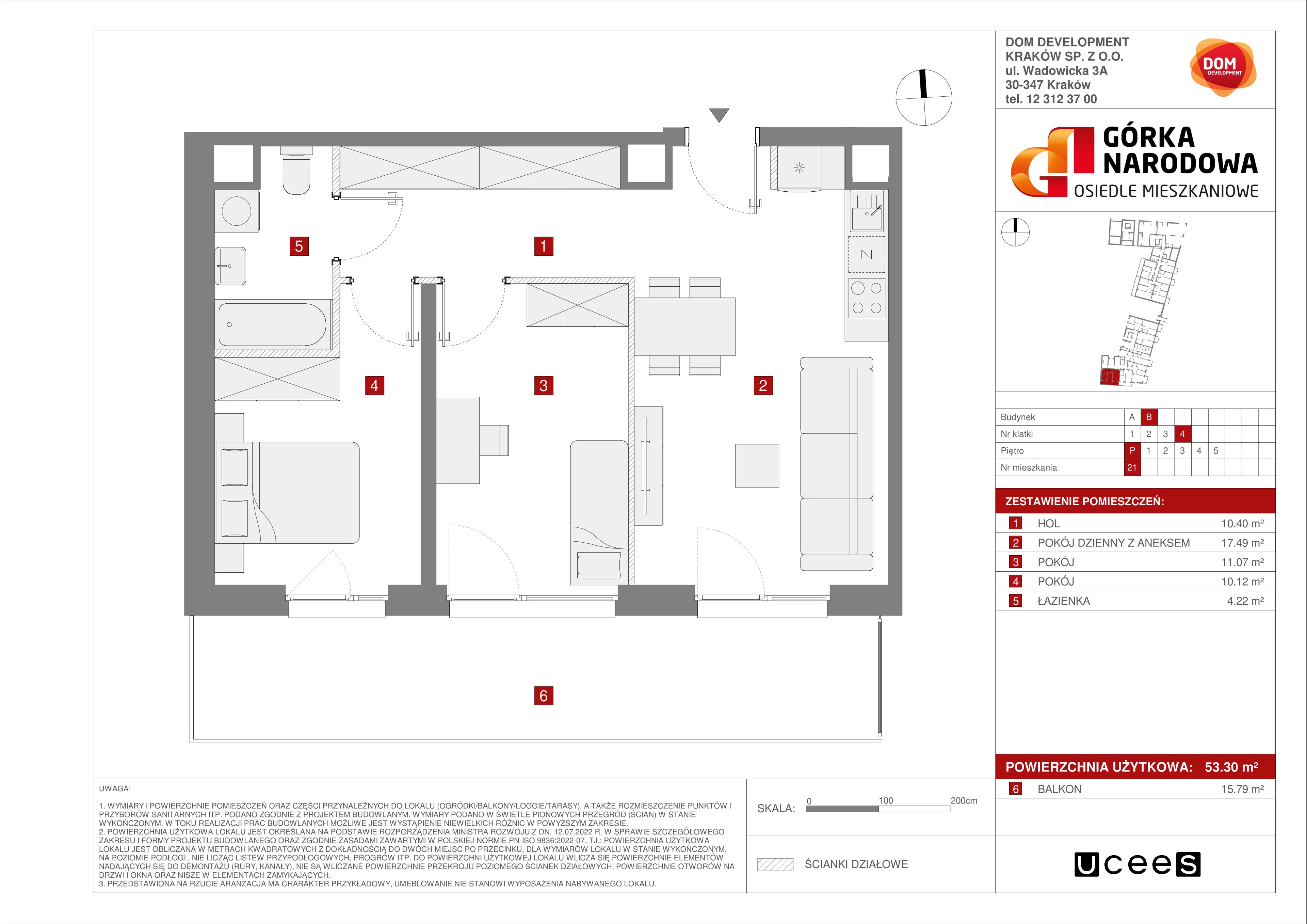 Mieszkanie 53,30 m², parter, oferta nr B/21, Osiedle Górka Narodowa etap 5, Kraków, Prądnik Biały, Górka Narodowa, ul. Papierni Prądnickich