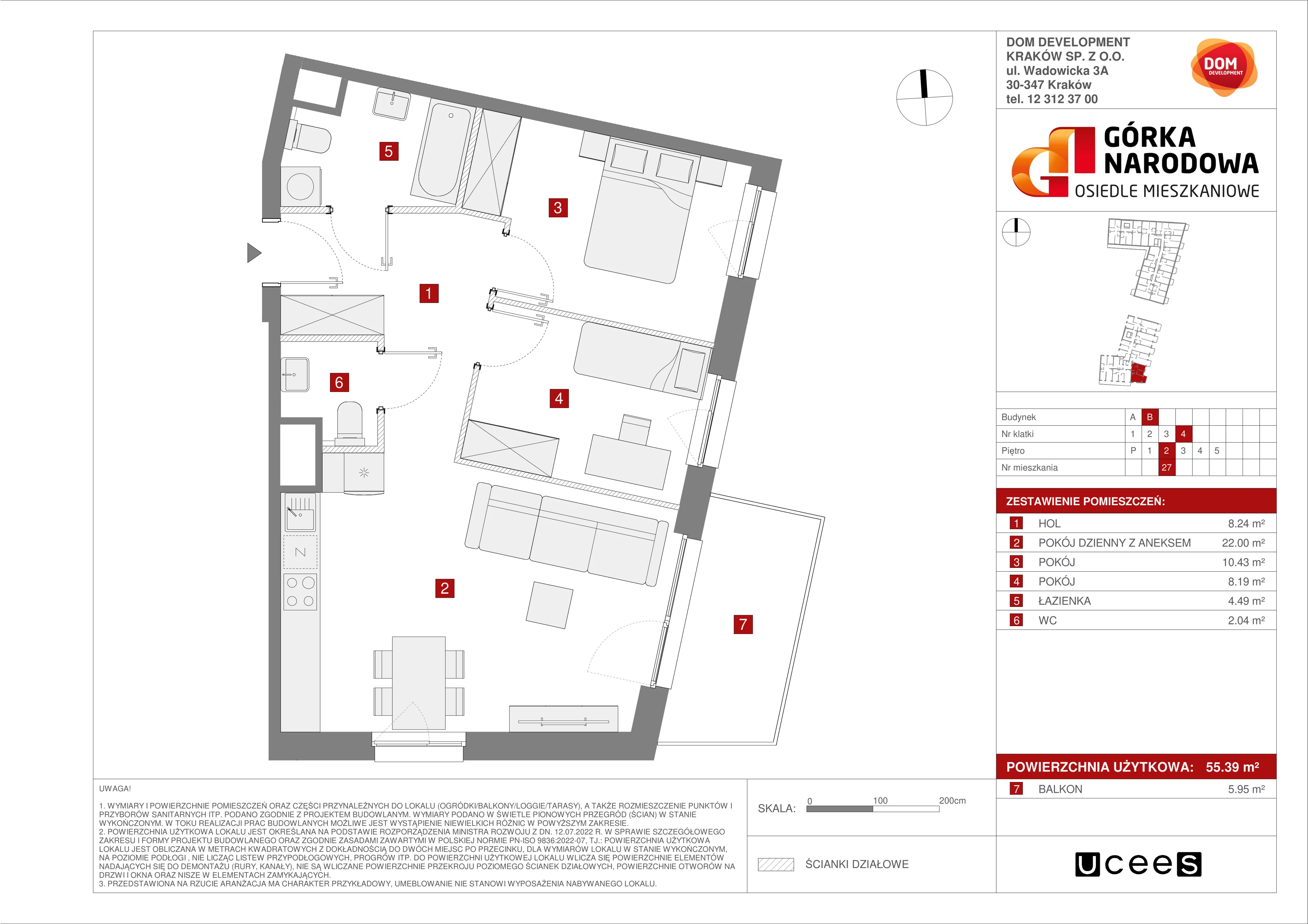 Mieszkanie 55,39 m², piętro 2, oferta nr B/27, Osiedle Górka Narodowa etap 5, Kraków, Prądnik Biały, Górka Narodowa, ul. Papierni Prądnickich-idx