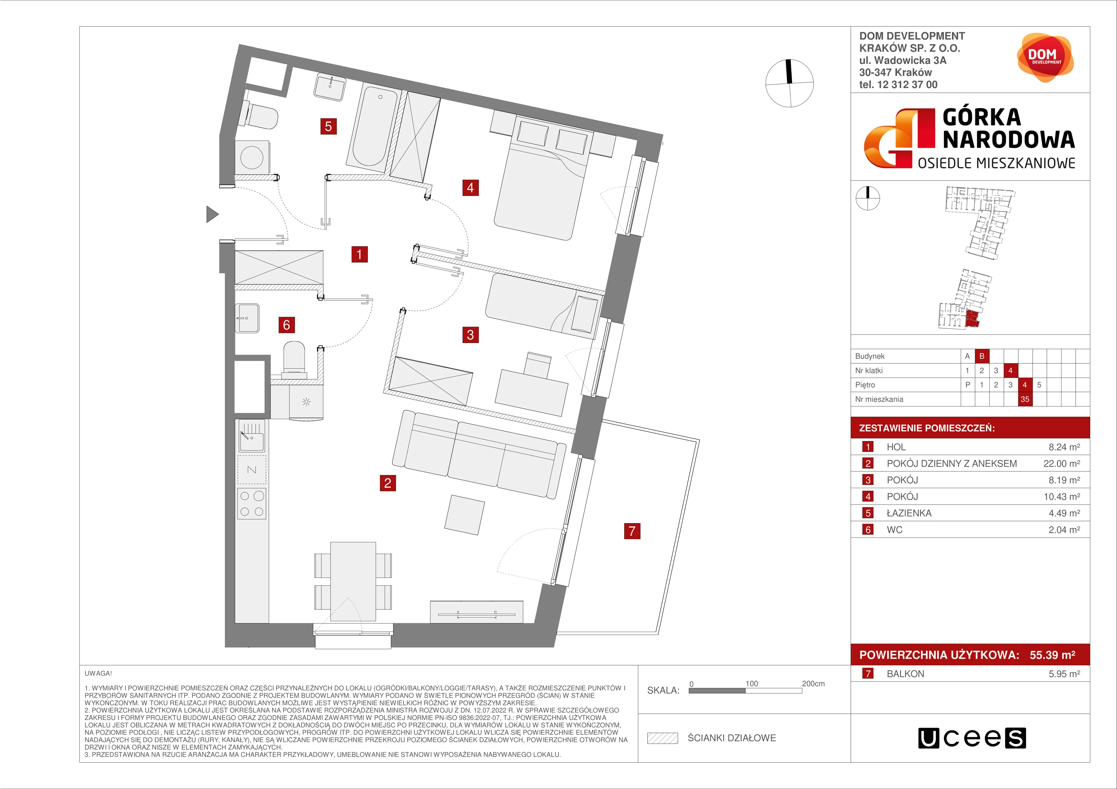 Mieszkanie 55,39 m², piętro 4, oferta nr B/35, Osiedle Górka Narodowa etap 5, Kraków, Prądnik Biały, Górka Narodowa, ul. Papierni Prądnickich