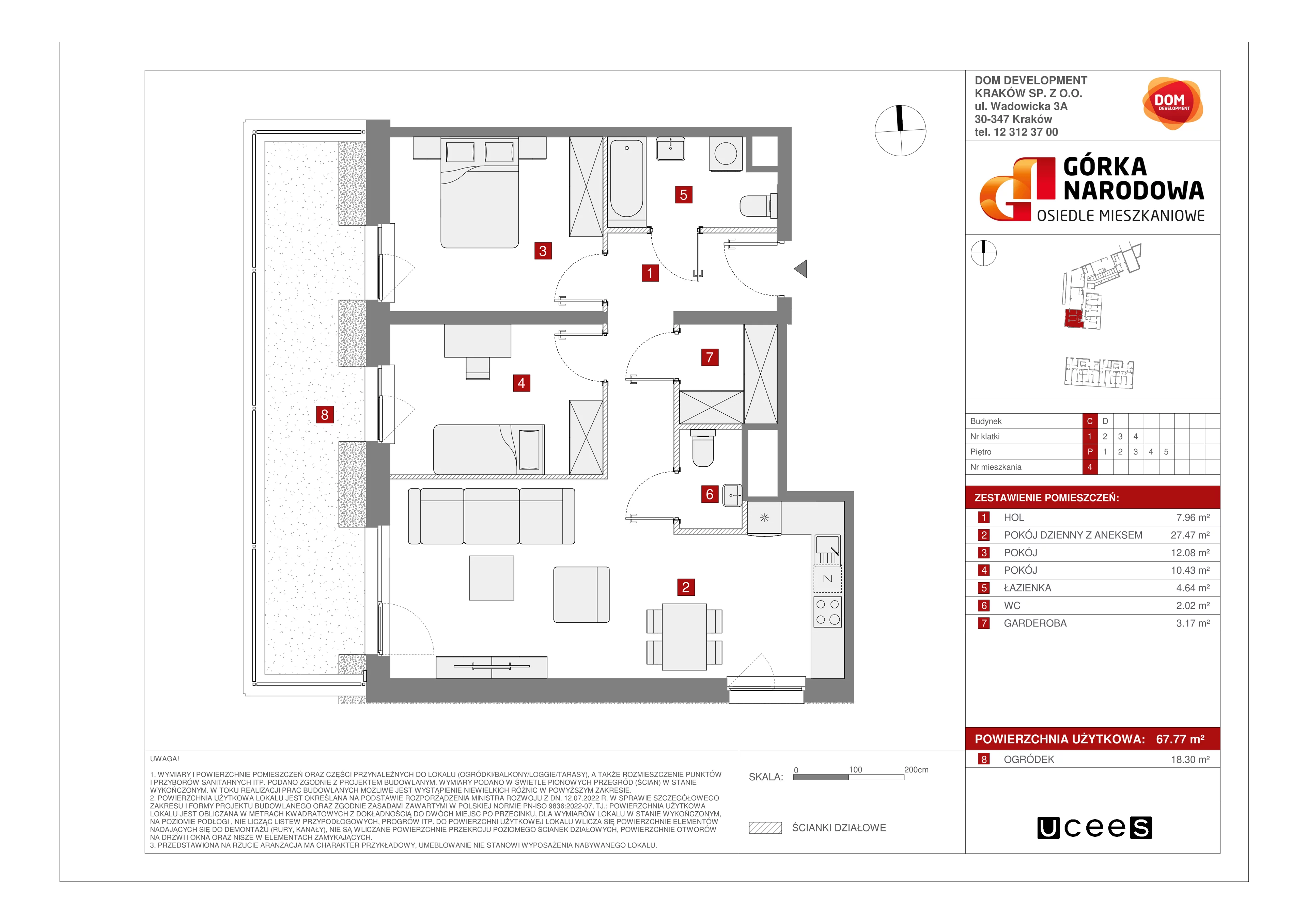 Mieszkanie 67,77 m², parter, oferta nr C/4, Osiedle Górka Narodowa etap 5, Kraków, Prądnik Biały, Górka Narodowa, ul. Papierni Prądnickich