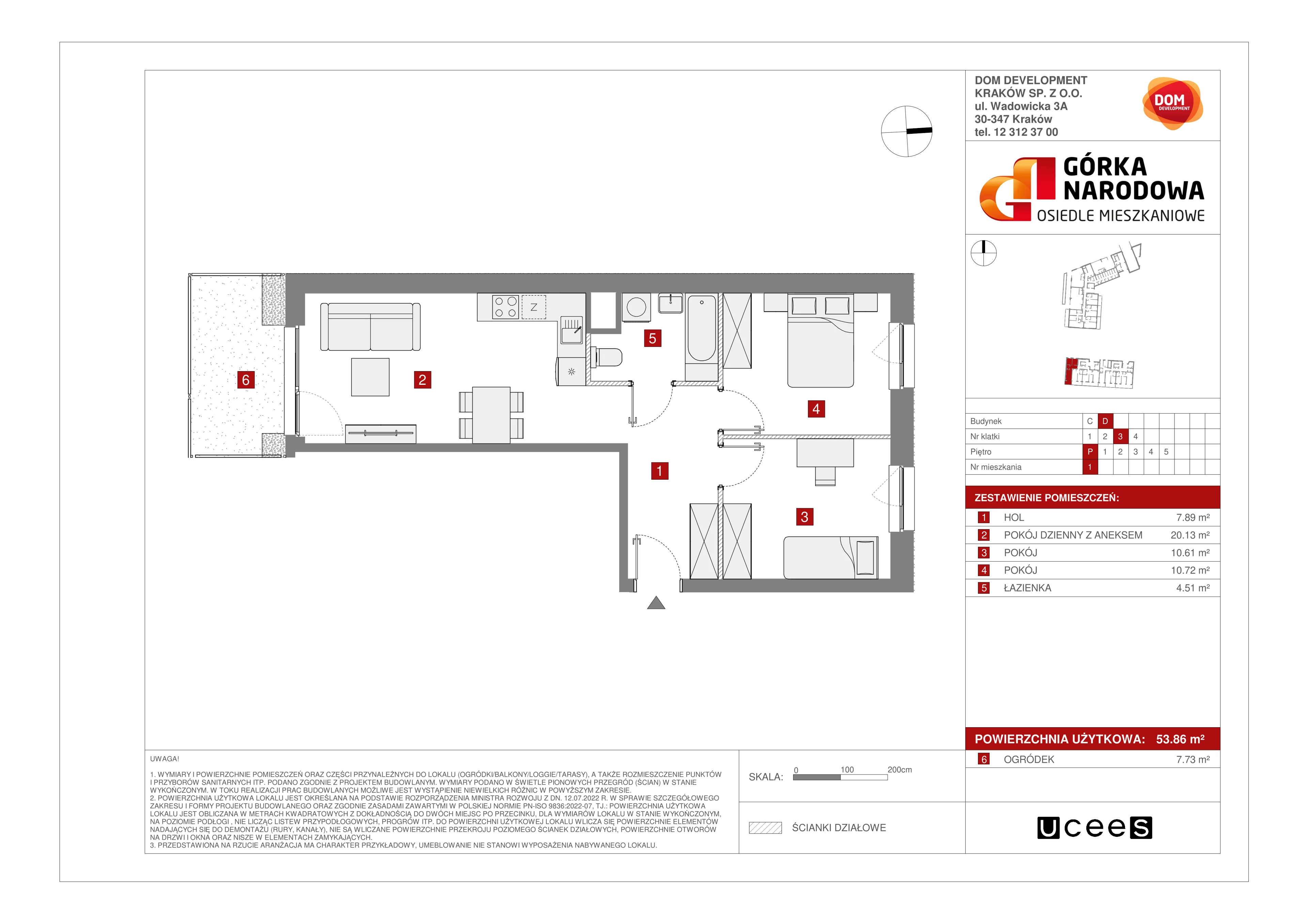 Mieszkanie 53,86 m², parter, oferta nr D/1, Osiedle Górka Narodowa etap 5, Kraków, Prądnik Biały, Górka Narodowa, ul. Papierni Prądnickich