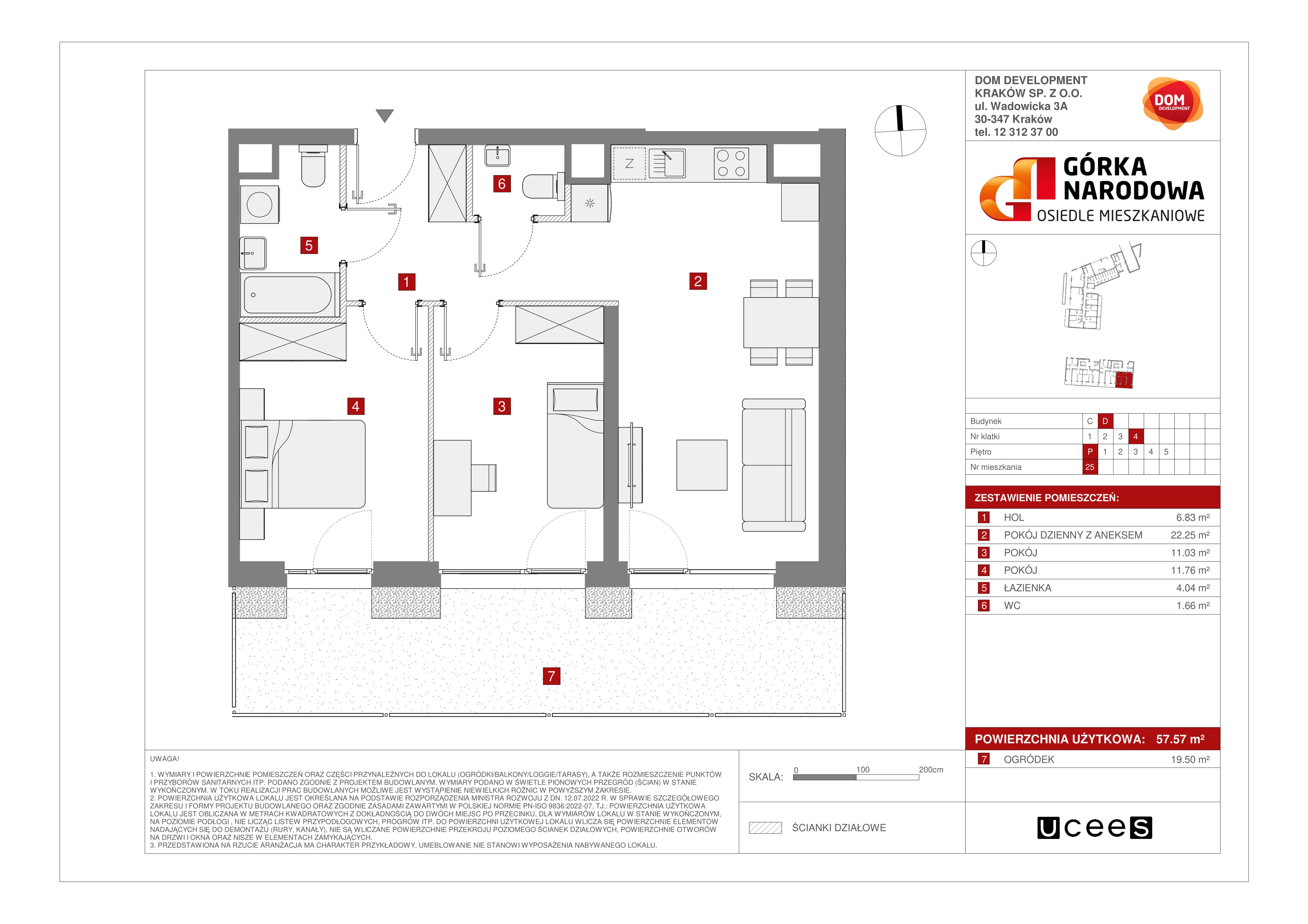 Mieszkanie 57,57 m², parter, oferta nr D/25, Osiedle Górka Narodowa etap 5, Kraków, Prądnik Biały, Górka Narodowa, ul. Papierni Prądnickich