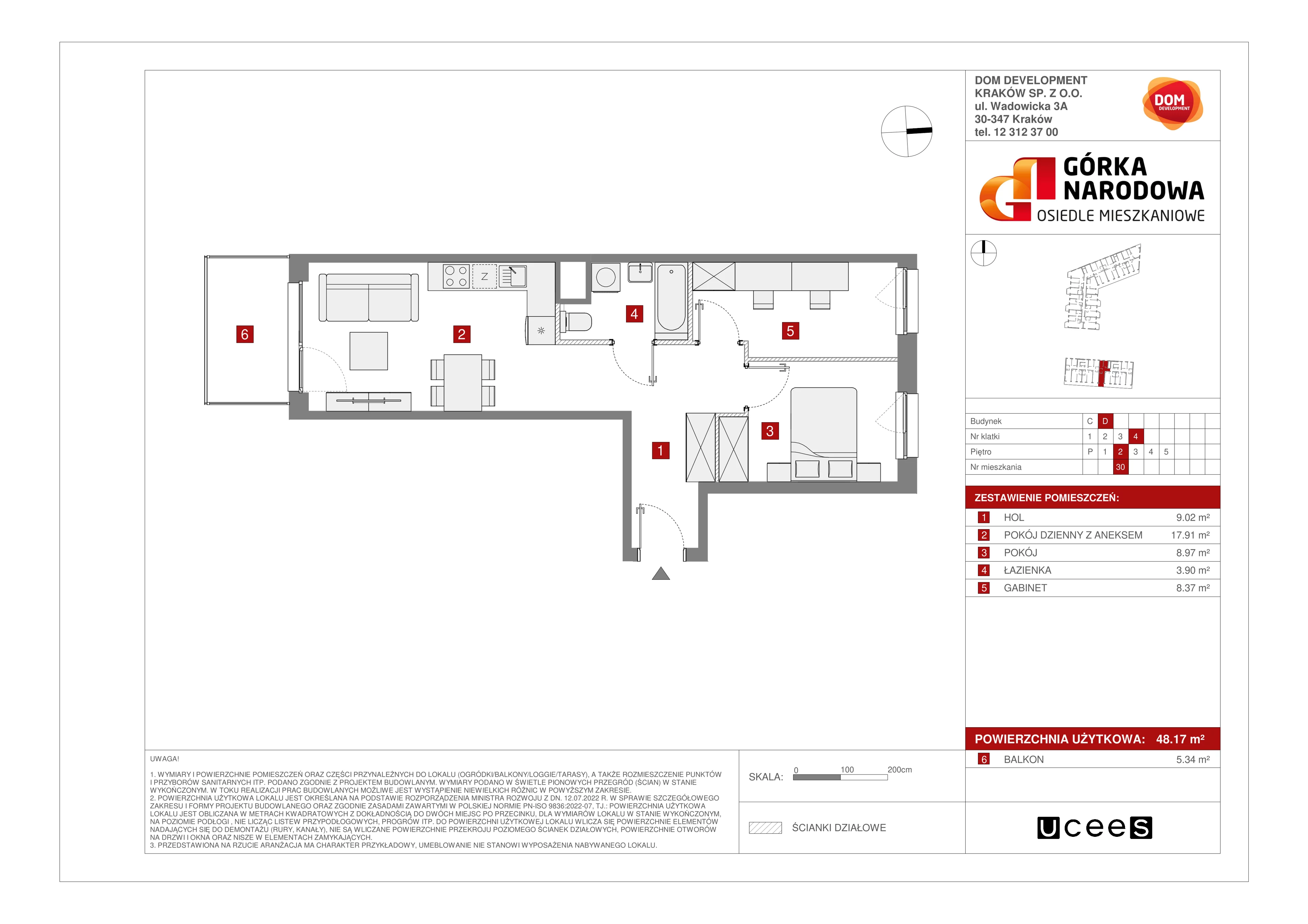 Mieszkanie 48,17 m², piętro 2, oferta nr D/30, Osiedle Górka Narodowa etap 5, Kraków, Prądnik Biały, Górka Narodowa, ul. Papierni Prądnickich