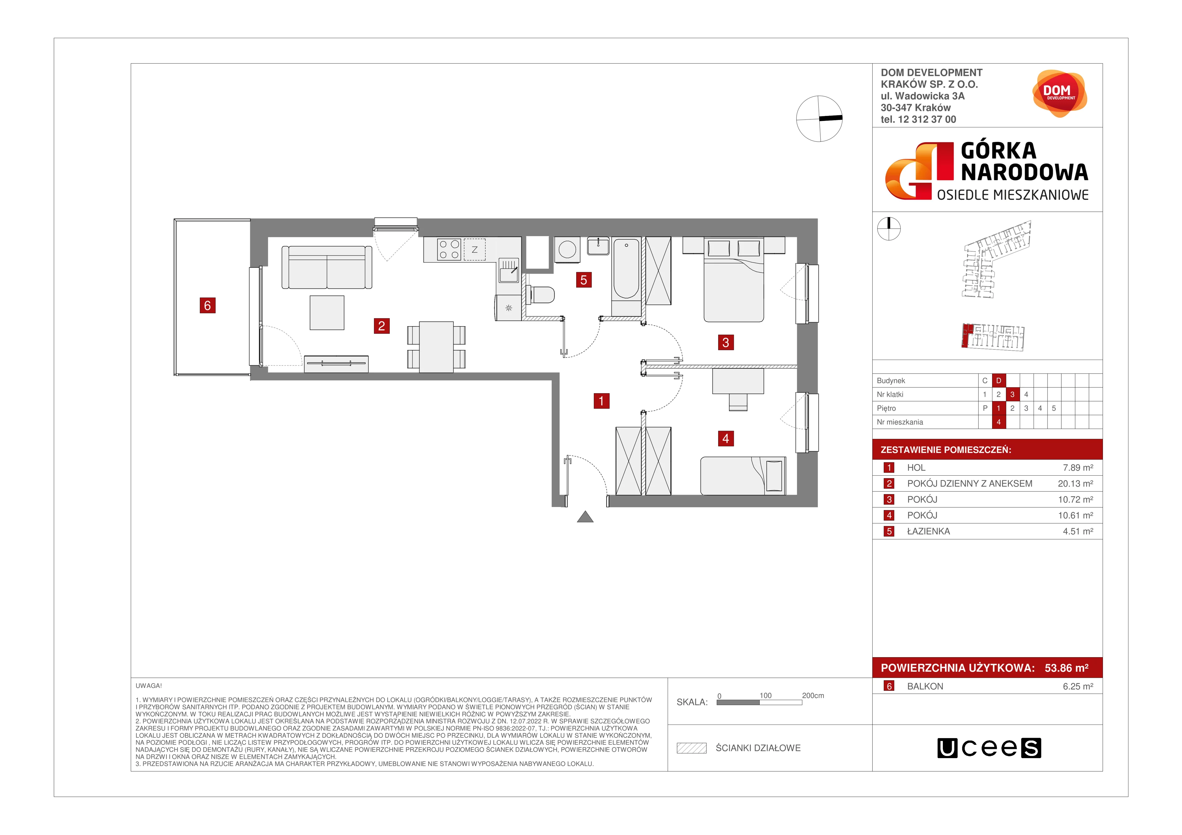 Mieszkanie 53,86 m², piętro 1, oferta nr D/4, Osiedle Górka Narodowa etap 5, Kraków, Prądnik Biały, Górka Narodowa, ul. Papierni Prądnickich