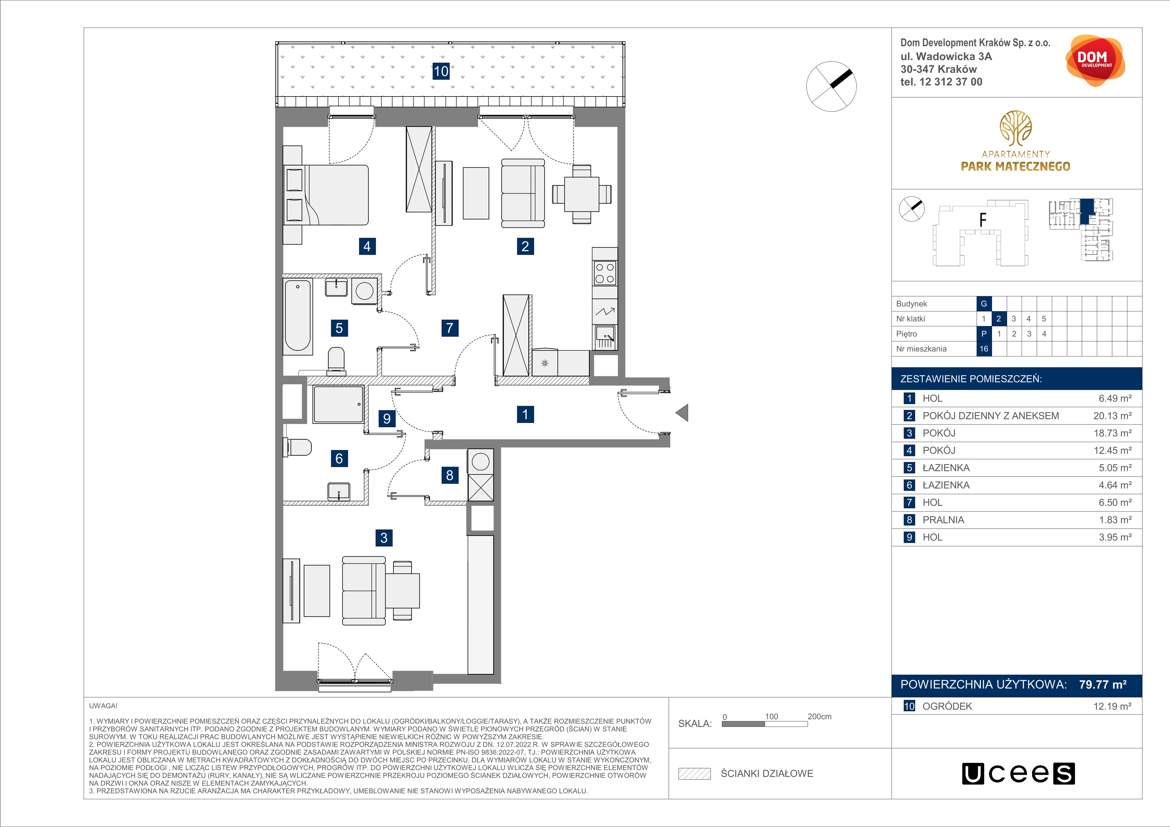 3 pokoje, apartament 79,77 m², parter, oferta nr G/16, Apartamenty Park Matecznego bud. F i G, Kraków, Podgórze, Mateczny, ul. Rydlówka / Nowoorawska