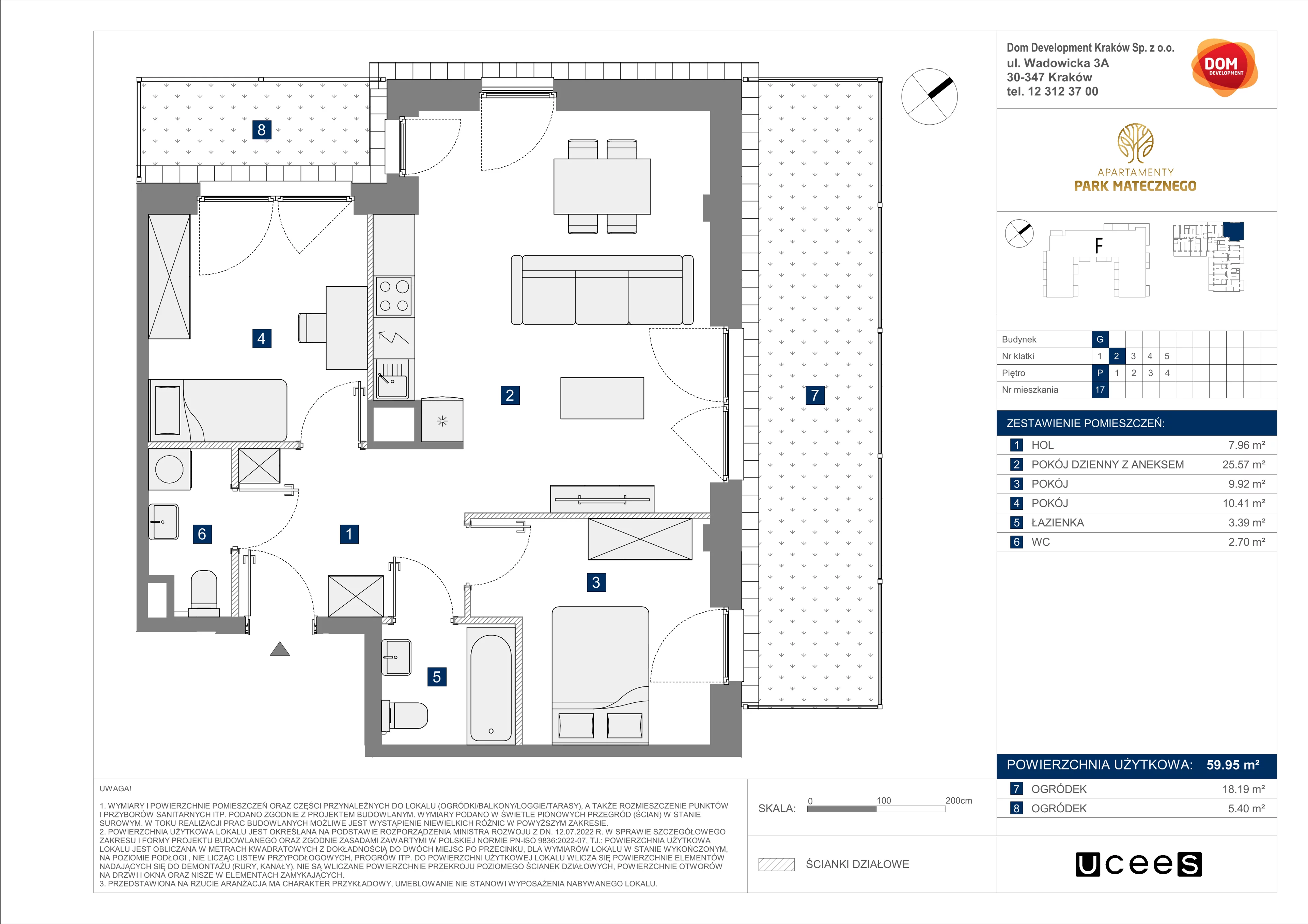 3 pokoje, apartament 59,95 m², parter, oferta nr G/17, Apartamenty Park Matecznego bud. F i G, Kraków, Podgórze, Mateczny, ul. Rydlówka / Nowoorawska