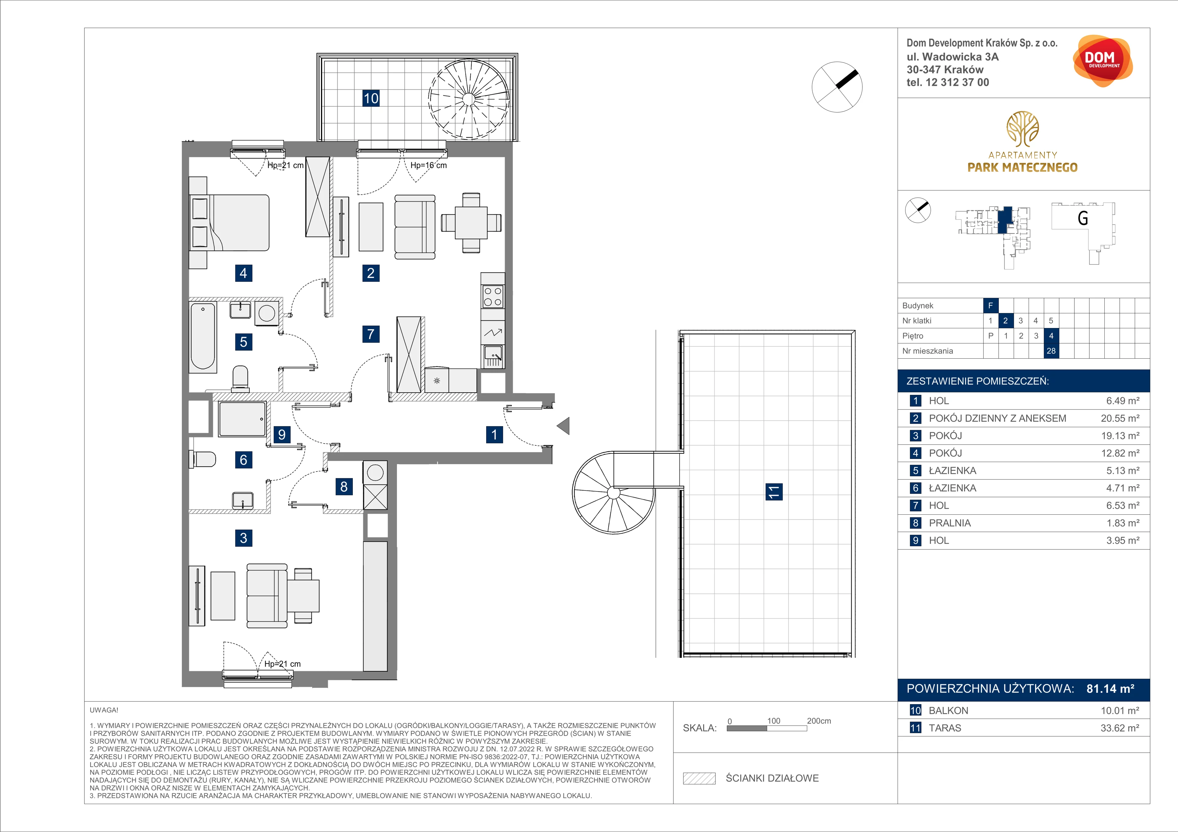 3 pokoje, apartament 81,14 m², piętro 4, oferta nr F/28, Apartamenty Park Matecznego bud. F i G, Kraków, Podgórze, Mateczny, ul. Rydlówka / Nowoorawska