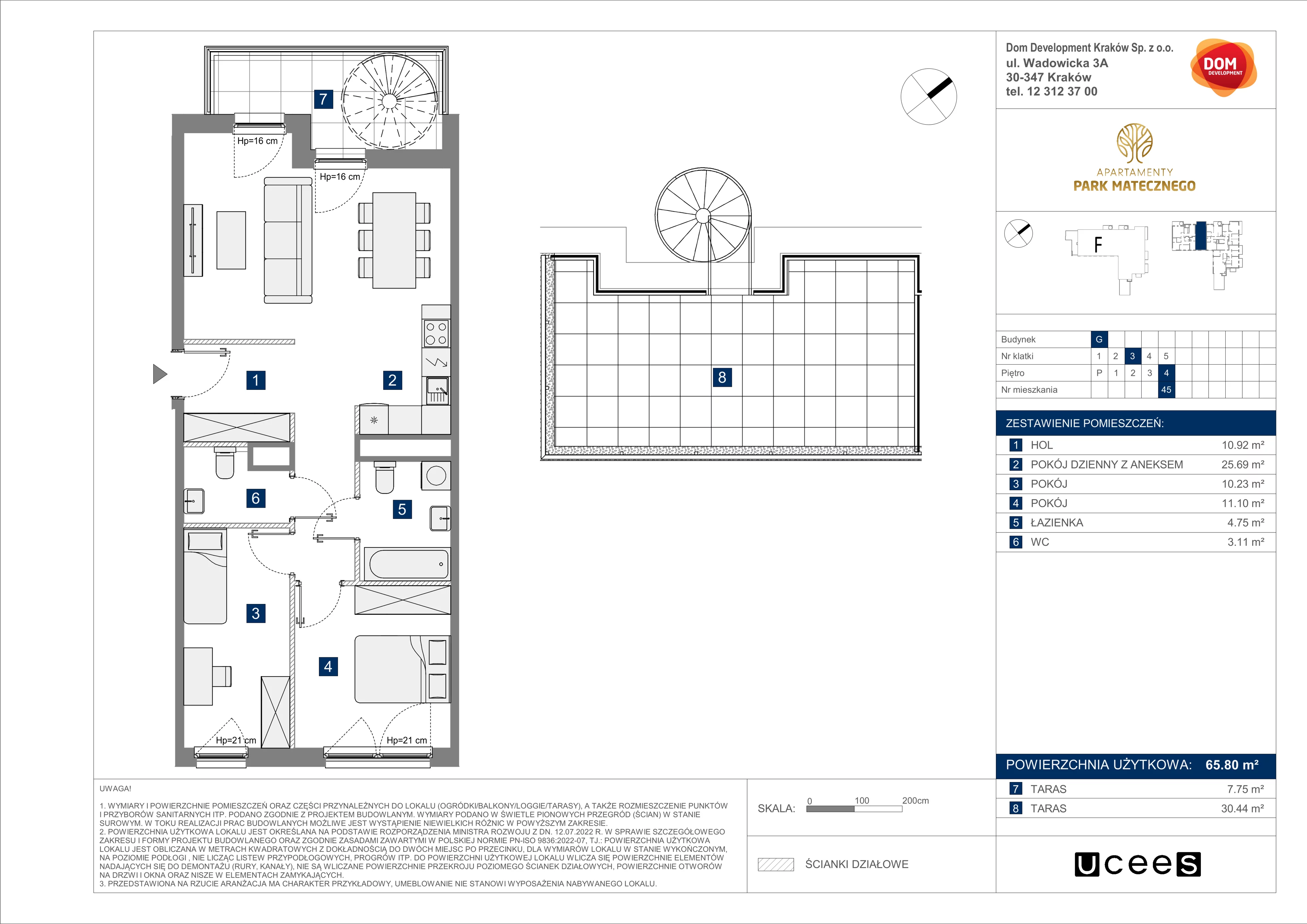 3 pokoje, apartament 65,80 m², piętro 4, oferta nr G/45, Apartamenty Park Matecznego bud. F i G, Kraków, Podgórze, Mateczny, ul. Rydlówka / Nowoorawska
