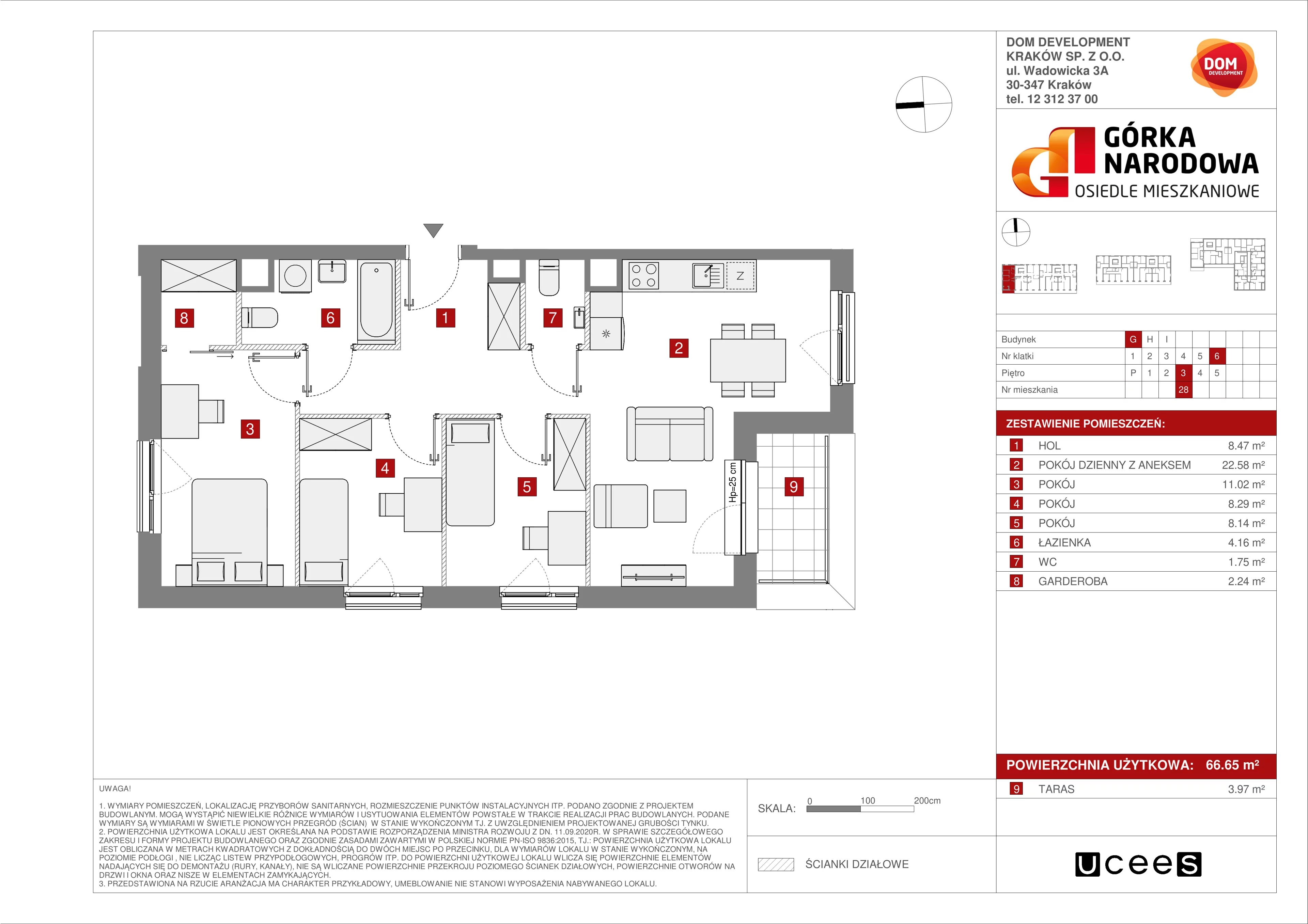 Mieszkanie 66,65 m², piętro 3, oferta nr G/28, Osiedle Górka Narodowa, Kraków, Prądnik Biały, Górka Narodowa, ul. Andrzeja Zauchy-idx