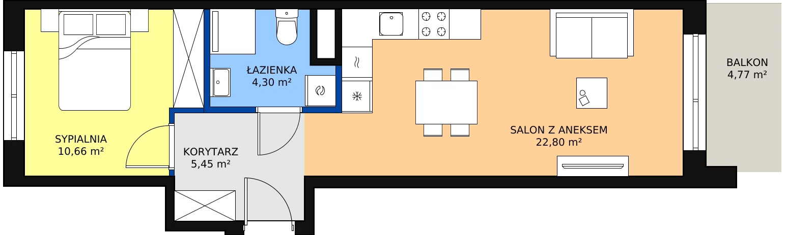 Zalety mieszkania 43.21 m², E/53