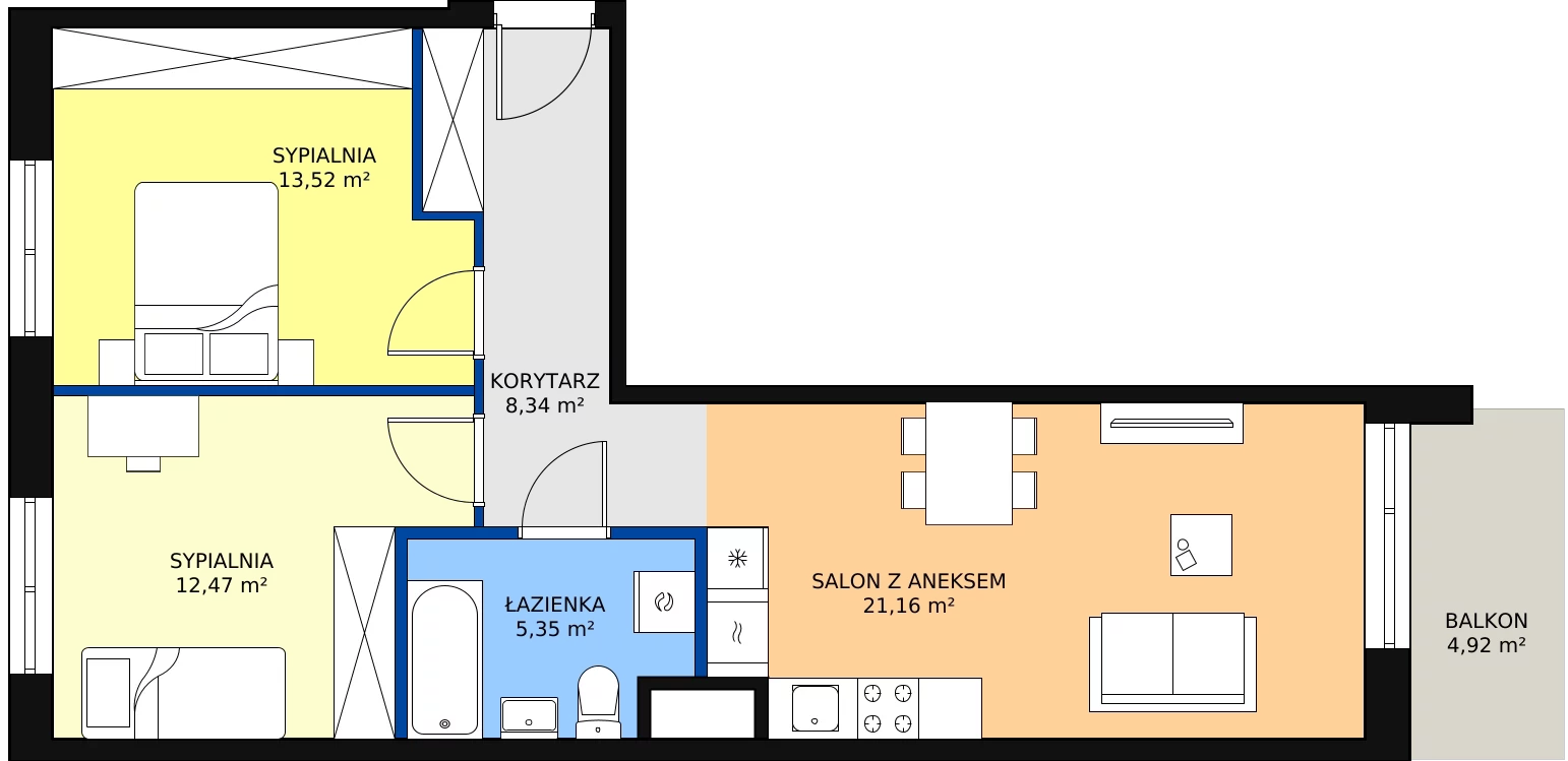 Zalety mieszkania 60.84 m², E/60