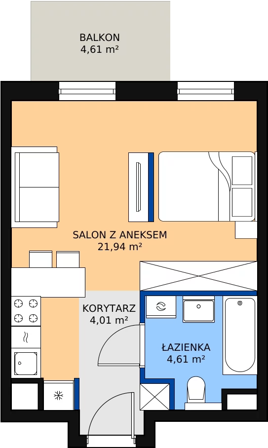 Zalety mieszkania 30.56 m², B/10