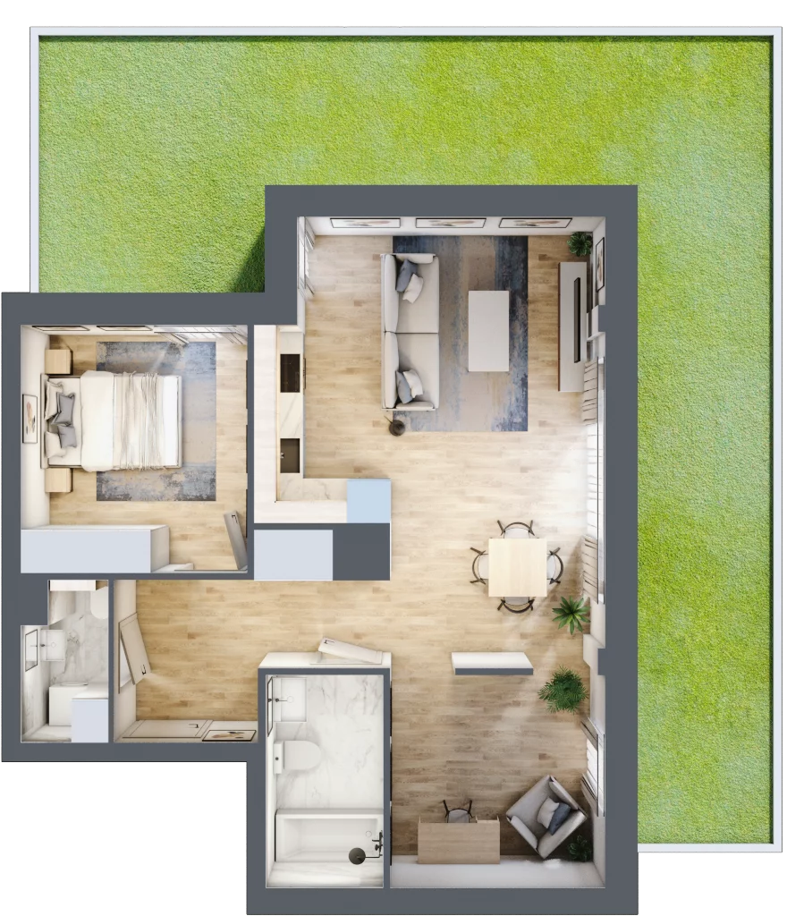 Mieszkanie 60,46 m², parter, oferta nr B/26, Apartamenty Park Matecznego, Kraków, Podgórze, Mateczny, ul. Rydlówka 5