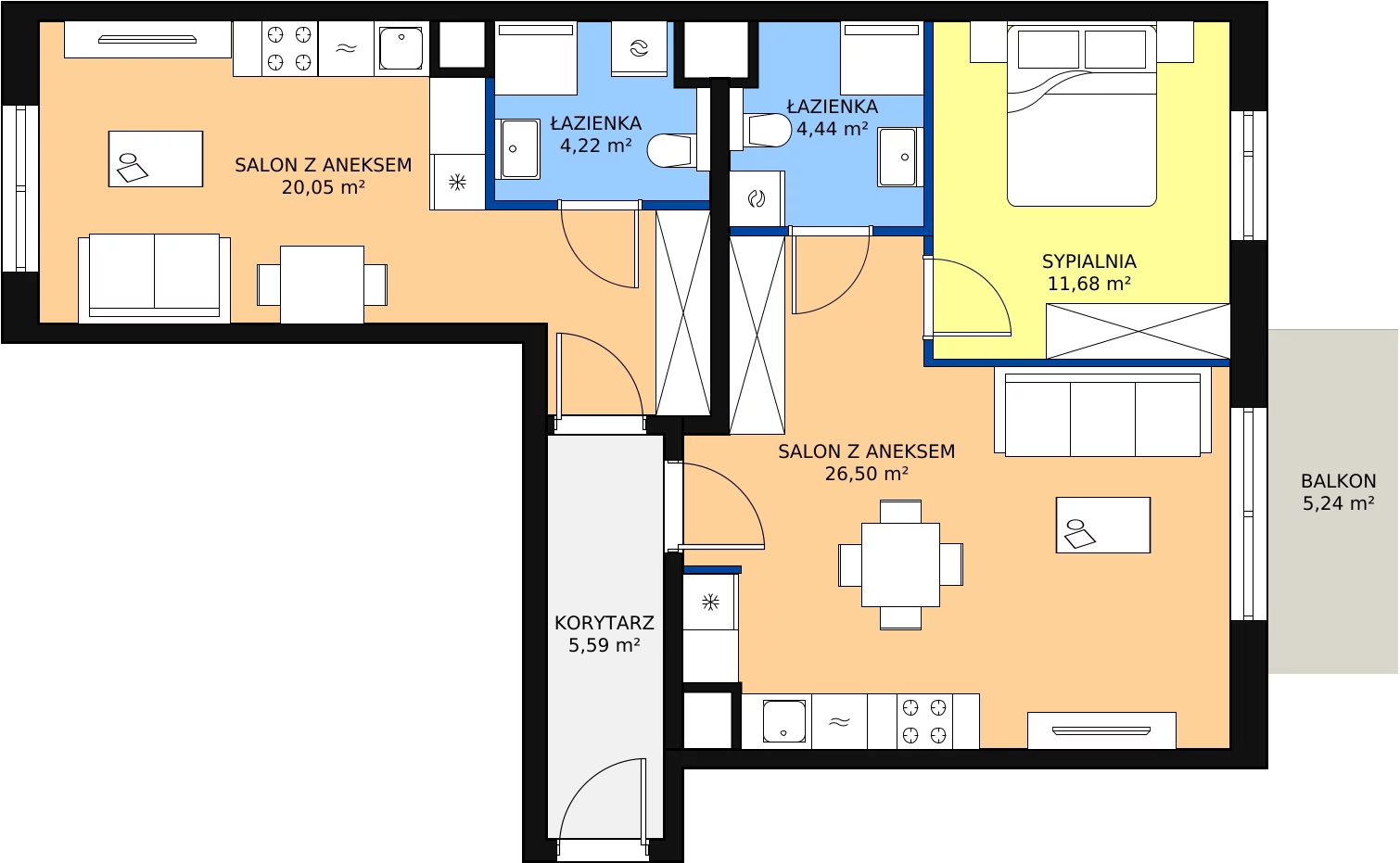 Zalety apartamentu 72.48 m², B/28