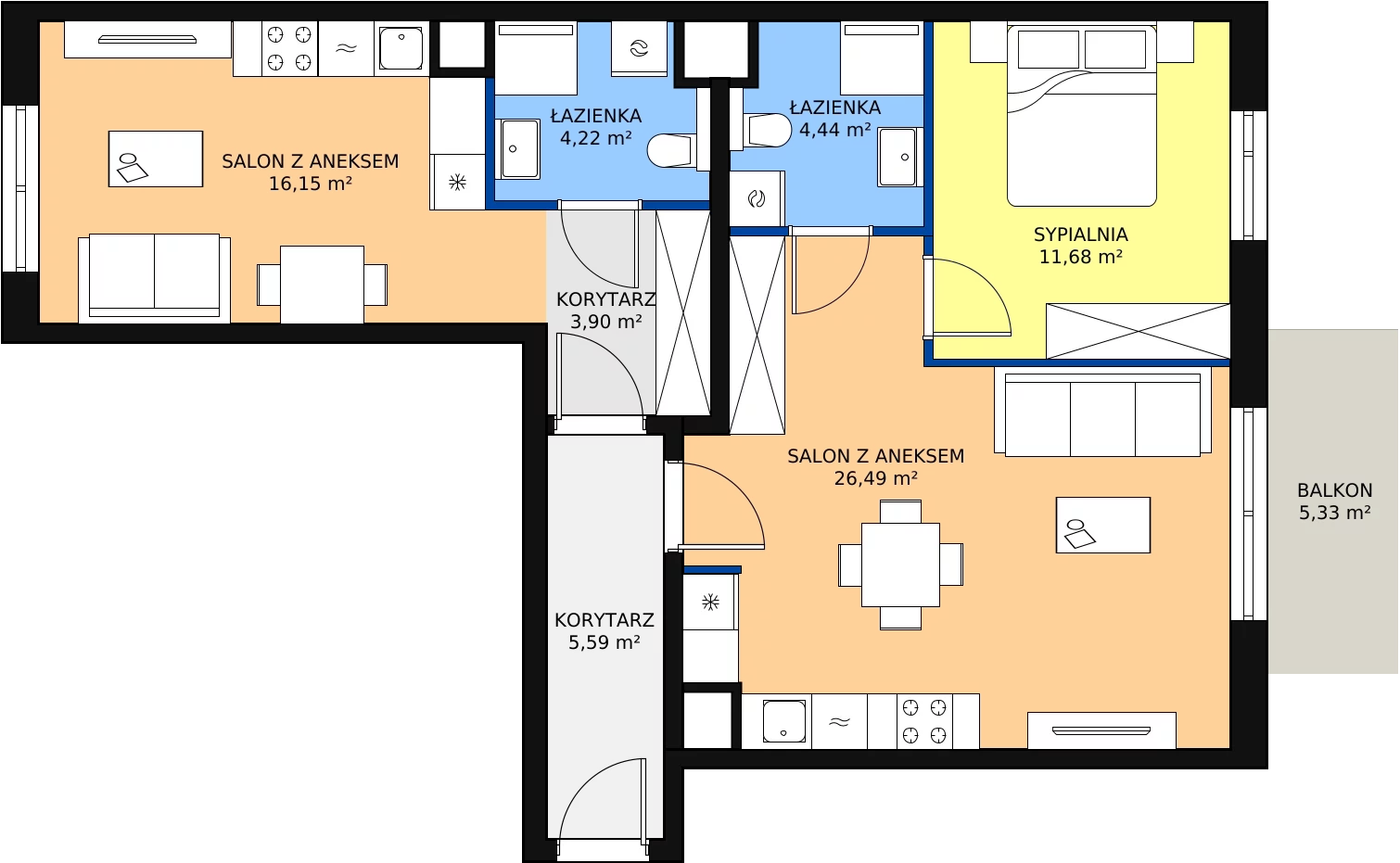 Zalety apartamentu 72.47 m², B/34