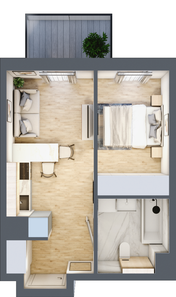 Mieszkanie 30,34 m², piętro 4, oferta nr B/60, Apartamenty Park Matecznego, Kraków, Podgórze, Mateczny, ul. Rydlówka 5