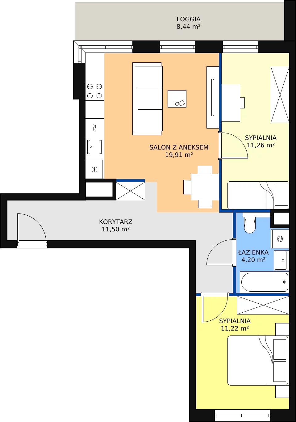 Zalety apartamentu 58.09 m², B/74
