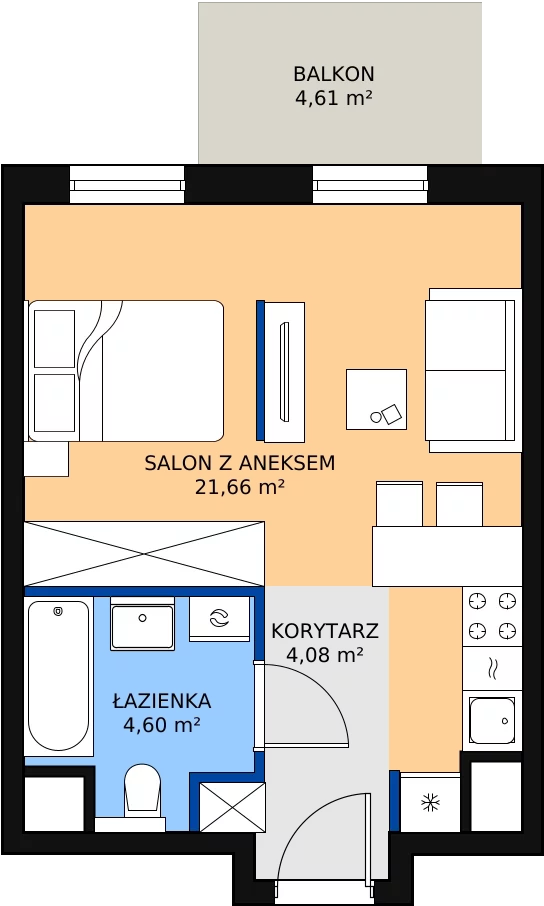 Zalety apartamentu 30.34 m², B/95
