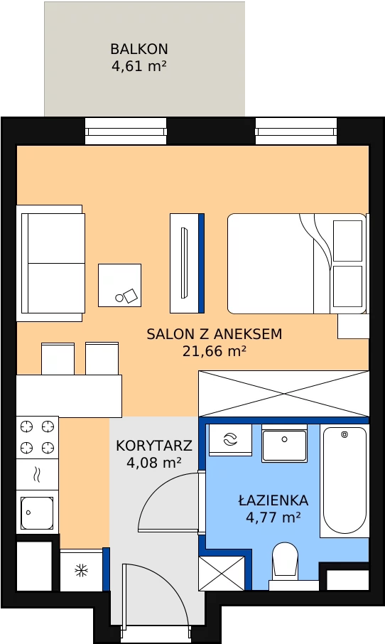 Zalety apartamentu 30.51 m², B/96