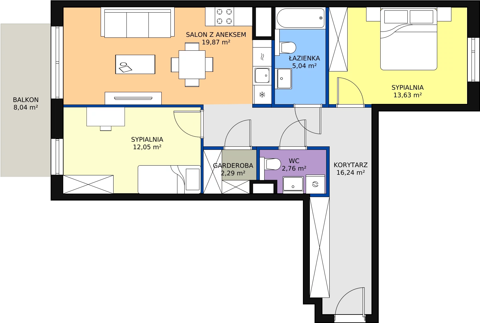 Zalety apartamentu 71.88 m², C/26