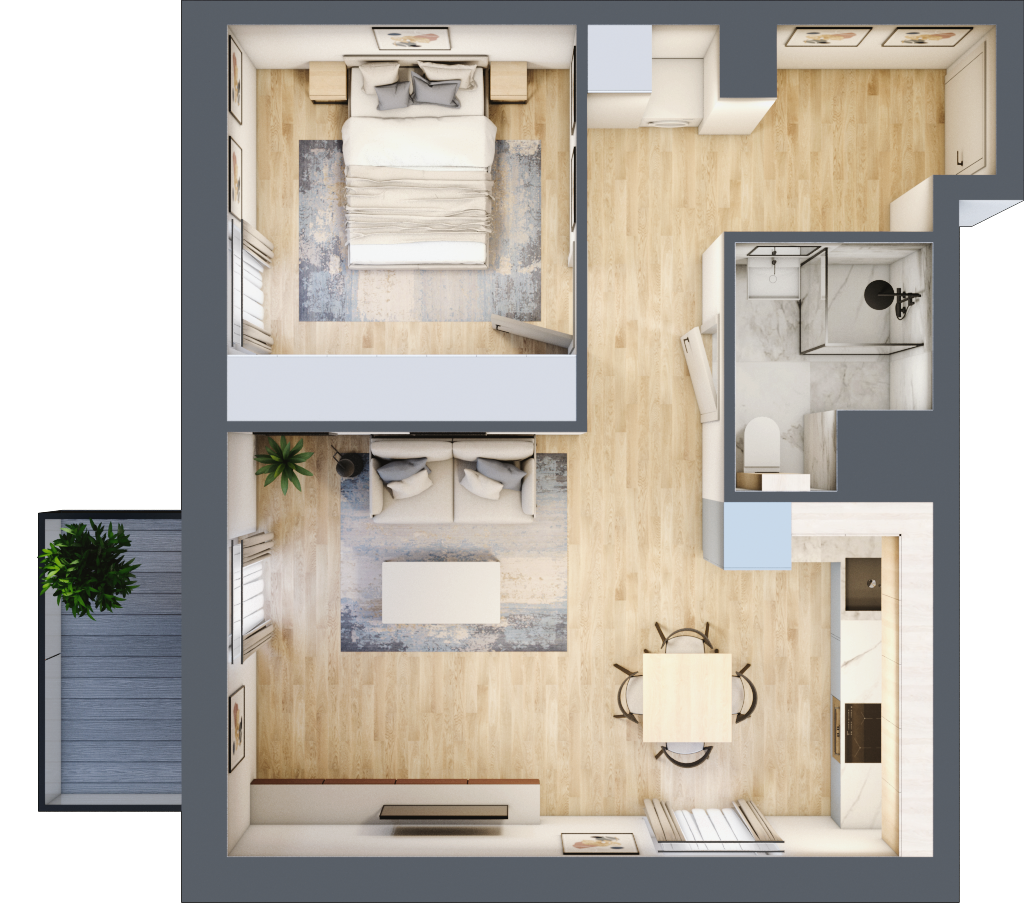 Mieszkanie 44,83 m², piętro 3, oferta nr D/14, Apartamenty Park Matecznego, Kraków, Podgórze, Mateczny, ul. Rydlówka 5