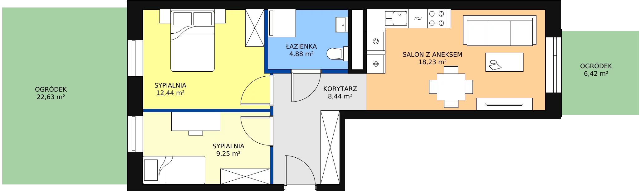 Zalety apartamentu 53.24 m², D/44