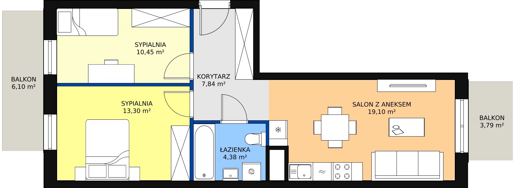 Zalety apartamentu 55.07 m², D/50