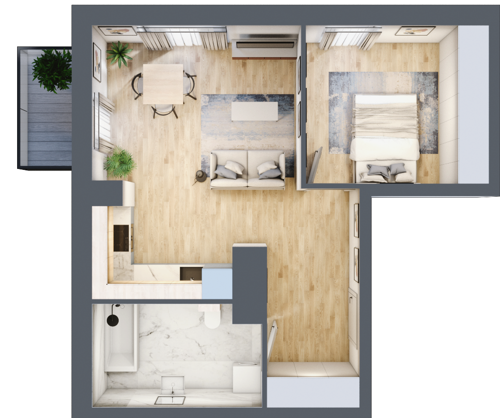 Mieszkanie 45,18 m², piętro 1, oferta nr D/75, Apartamenty Park Matecznego, Kraków, Podgórze, Mateczny, ul. Rydlówka 5