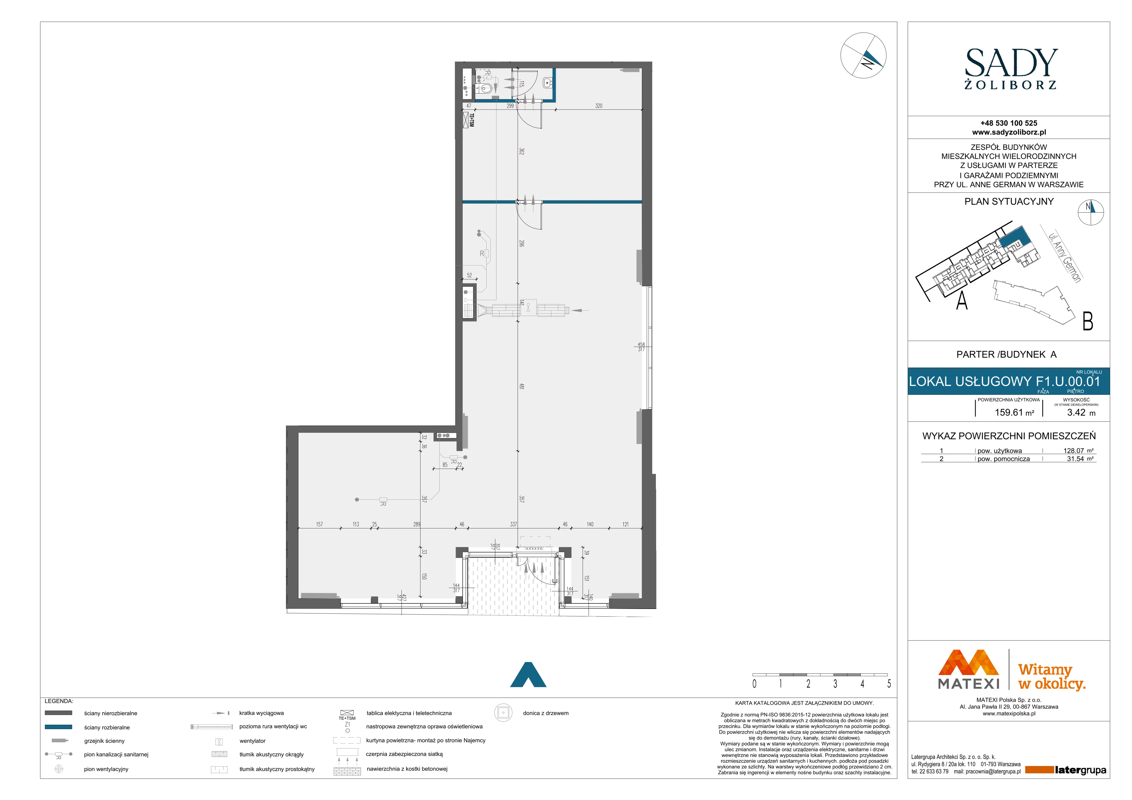 Lokal użytkowy 159,61 m², oferta nr 9/SZ-F1.U.00.01, Sady Żoliborz - lokale usługowe, Warszawa, Żoliborz, Sady Żoliborskie, ul. Anny German 7-9