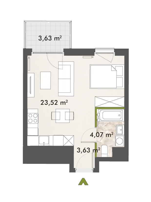 Mieszkanie 31,22 m², piętro 2, oferta nr 30/XY-F1.C.02.04, XYZ Place, Warszawa, Włochy, Okęcie, ul. Komitetu Obrony Robotników 32