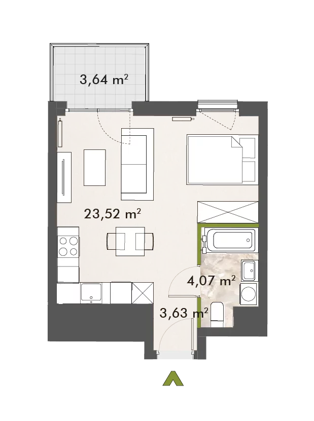 Mieszkanie 31,22 m², piętro 3, oferta nr 30/XY-F1.C.03.04, XYZ Place, Warszawa, Włochy, Okęcie, ul. Komitetu Obrony Robotników 32