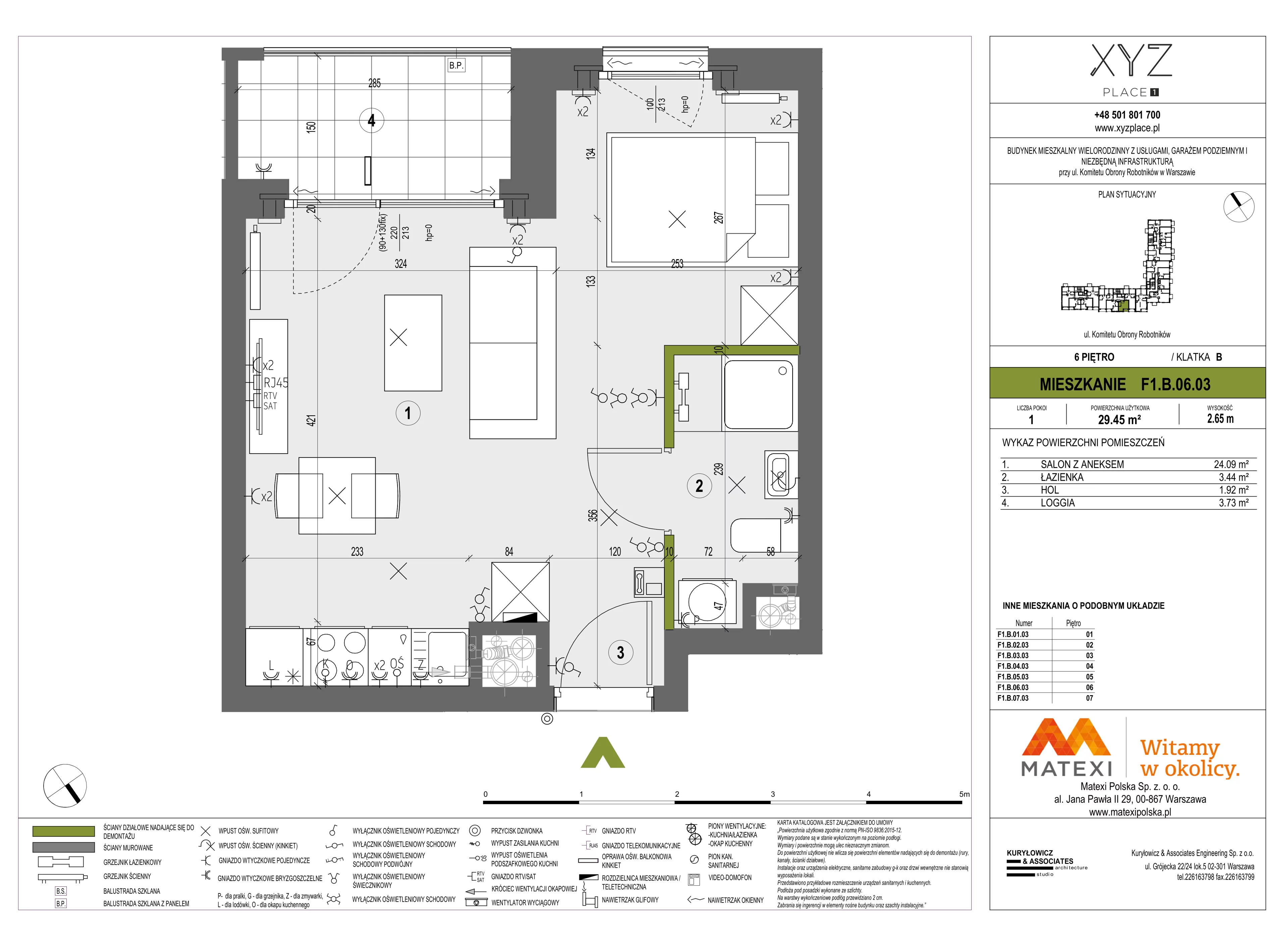 1 pokój, mieszkanie 29,45 m², piętro 6, oferta nr 30/XY-F1.B.06.03, XYZ Place, Warszawa, Włochy, Okęcie, ul. Komitetu Obrony Robotników 32