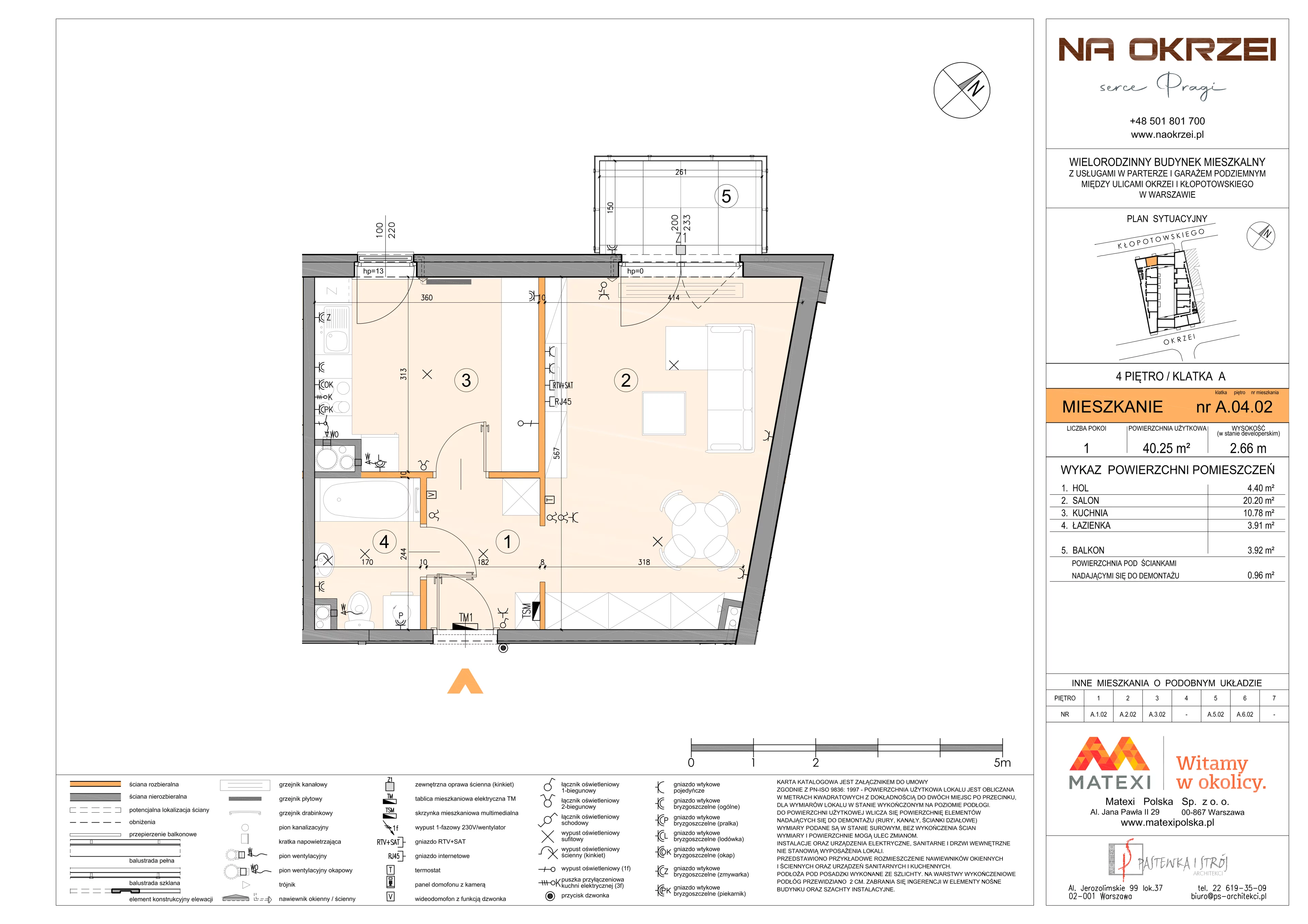 1 pokój, mieszkanie 40,25 m², piętro 4, oferta nr 27/Okr-A.04.02, Na Okrzei, Warszawa, Praga Północ, Stara Praga, ul. Stefana Okrzei