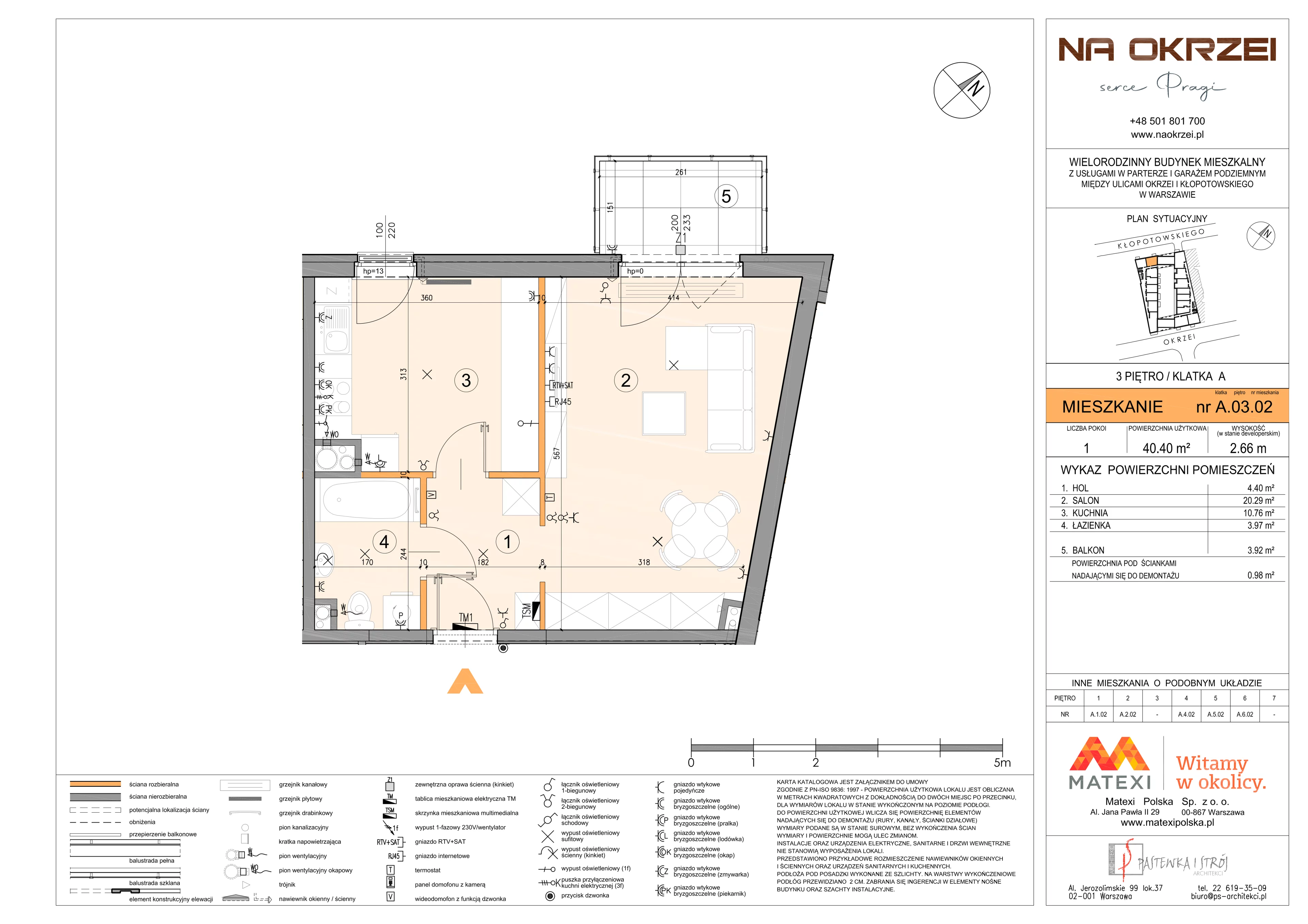 1 pokój, mieszkanie 40,40 m², piętro 3, oferta nr 27/Okr-A.03.02, Na Okrzei, Warszawa, Praga Północ, Stara Praga, ul. Stefana Okrzei