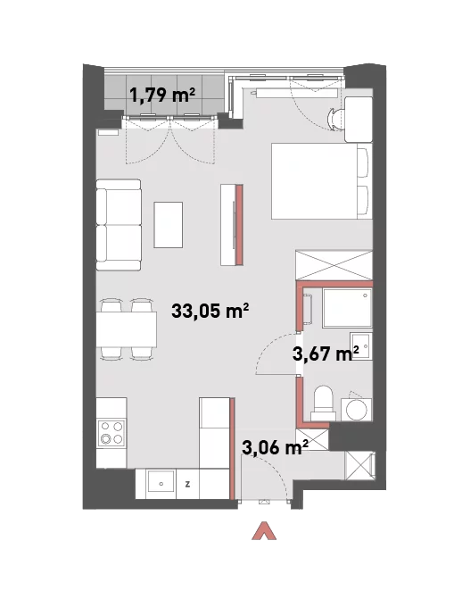 Mieszkanie 39,78 m², piętro 3, oferta nr 54/Z54-A.03.18, Żelazna 54, Warszawa, Wola, Mirów, ul. Żelazna 54