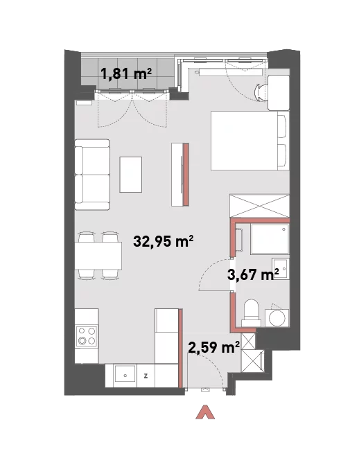 Mieszkanie 39,21 m², piętro 4, oferta nr 54/Z54-A.04.15, Żelazna 54, Warszawa, Wola, Mirów, ul. Żelazna 54