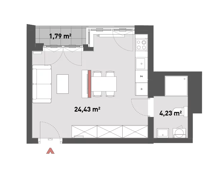 1 pokój, mieszkanie 28,66 m², piętro 4, oferta nr 54/Z54-A.04.19, Żelazna 54, Warszawa, Wola, Mirów, ul. Żelazna 54