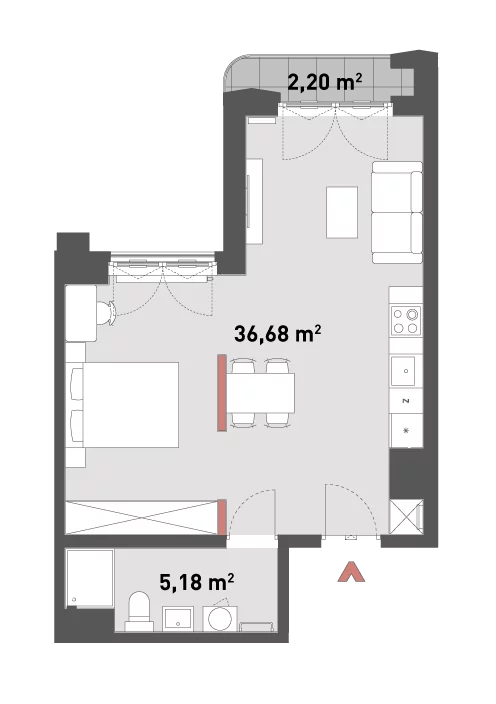 1 pokój, mieszkanie 41,86 m², piętro 5, oferta nr 54/Z54-A.05.13, Żelazna 54, Warszawa, Wola, Mirów, ul. Żelazna 54