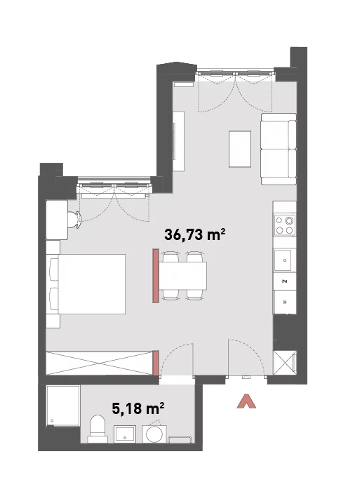 1 pokój, mieszkanie 41,91 m², piętro 7, oferta nr 54/Z54-A.07.11, Żelazna 54, Warszawa, Wola, Mirów, ul. Żelazna 54