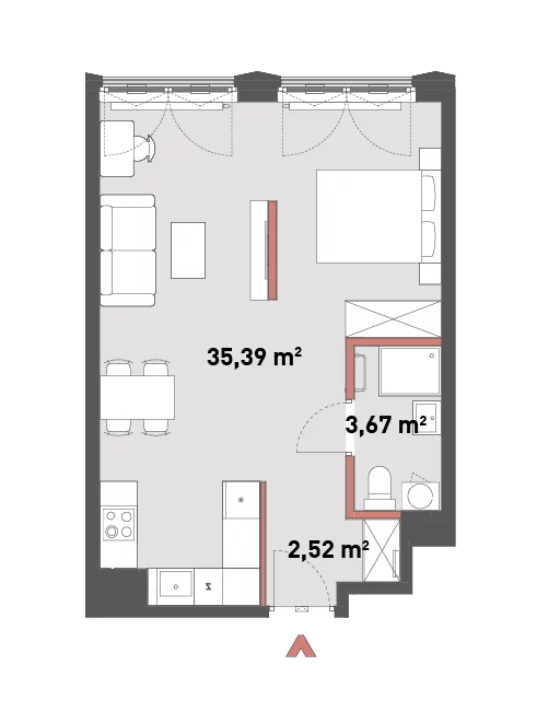 1 pokój, mieszkanie 41,58 m², piętro 7, oferta nr 54/Z54-A.07.13, Żelazna 54, Warszawa, Wola, Mirów, ul. Żelazna 54