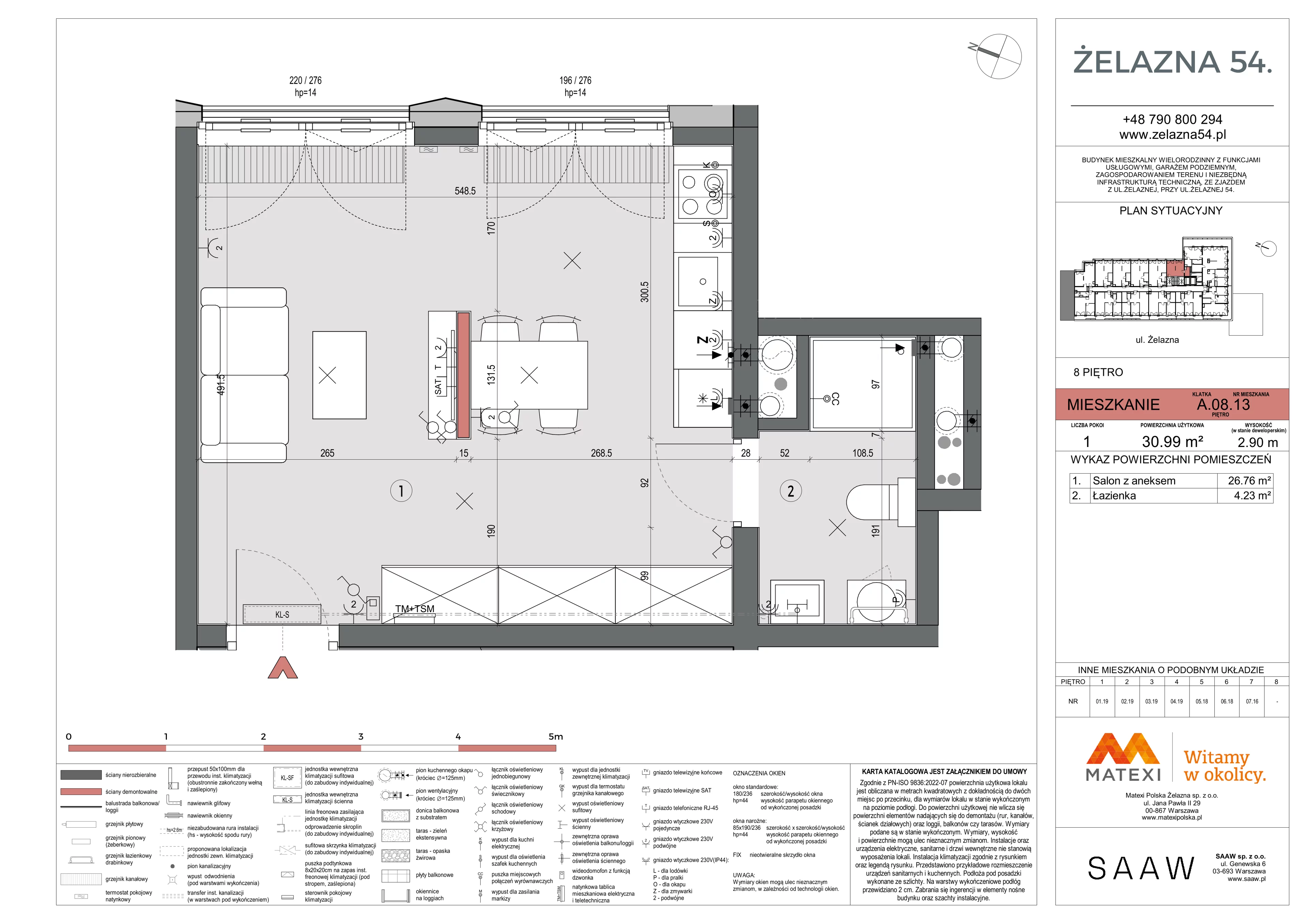 1 pokój, mieszkanie 30,99 m², piętro 8, oferta nr 54/Z54-A.08.13, Żelazna 54, Warszawa, Wola, Mirów, ul. Żelazna 54