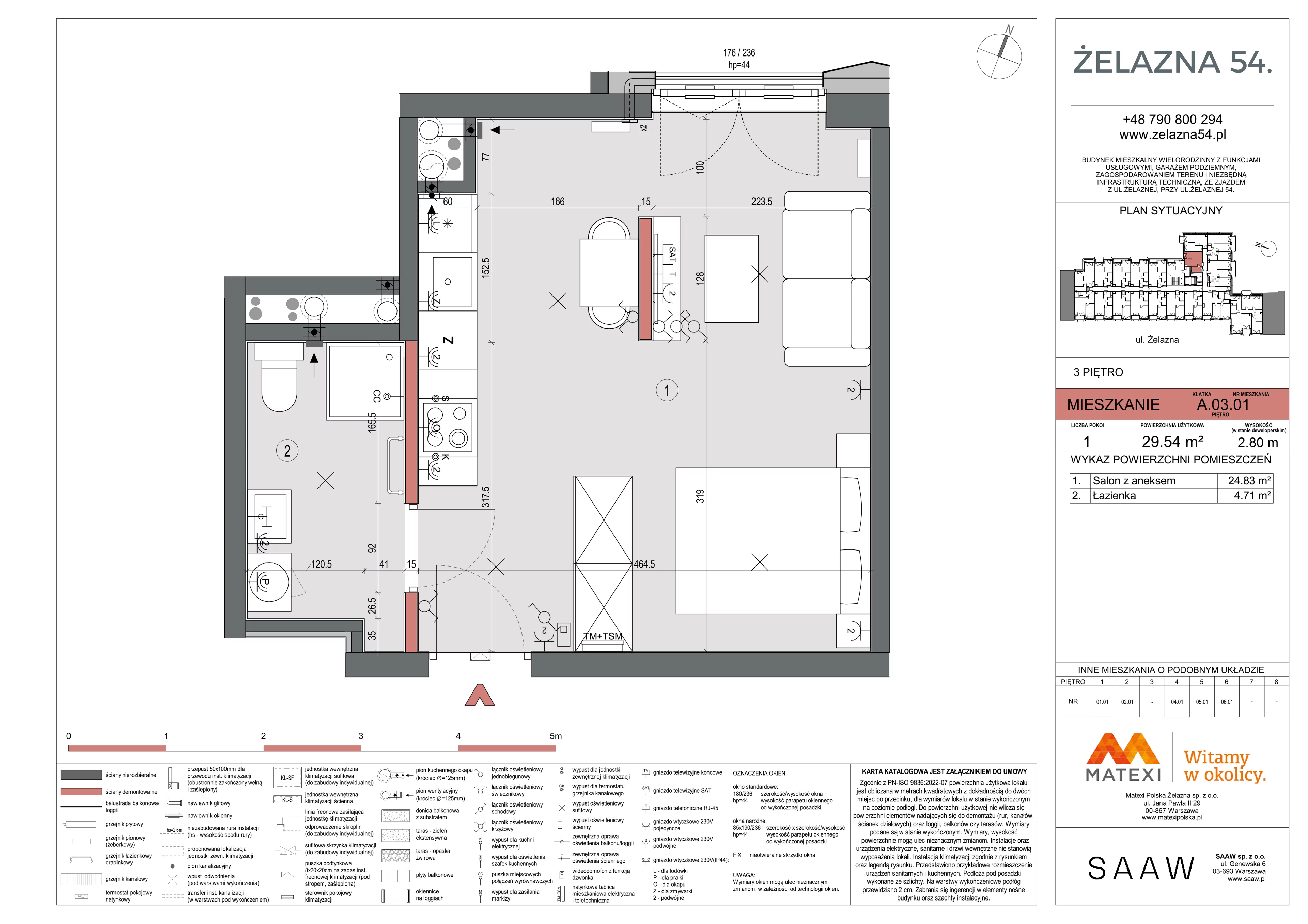 1 pokój, mieszkanie 29,54 m², piętro 3, oferta nr 54/Z54-A.03.01, Żelazna 54, Warszawa, Wola, Mirów, ul. Żelazna 54