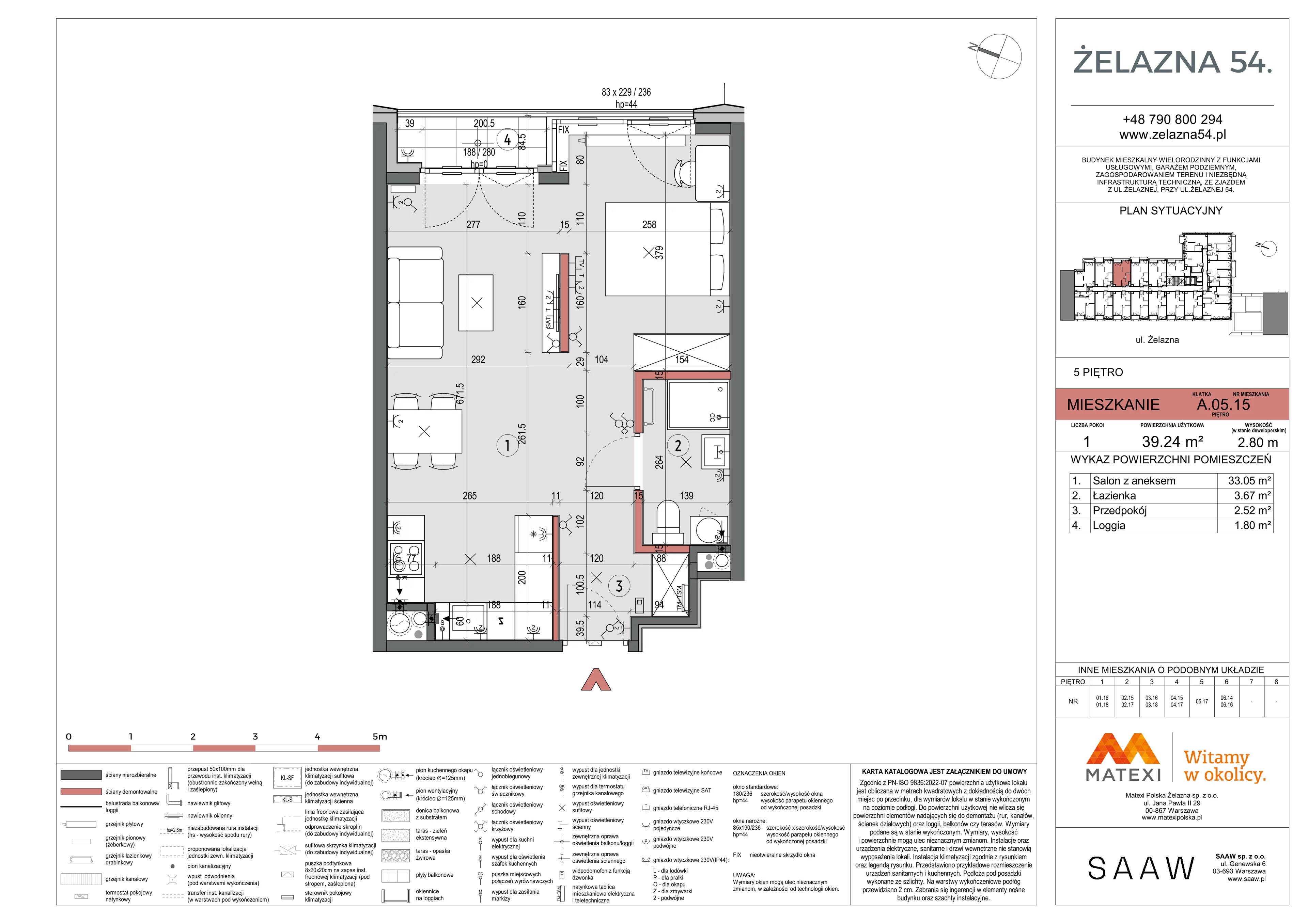 1 pokój, mieszkanie 39,24 m², piętro 5, oferta nr 54/Z54-A.05.15, Żelazna 54, Warszawa, Wola, Mirów, ul. Żelazna 54