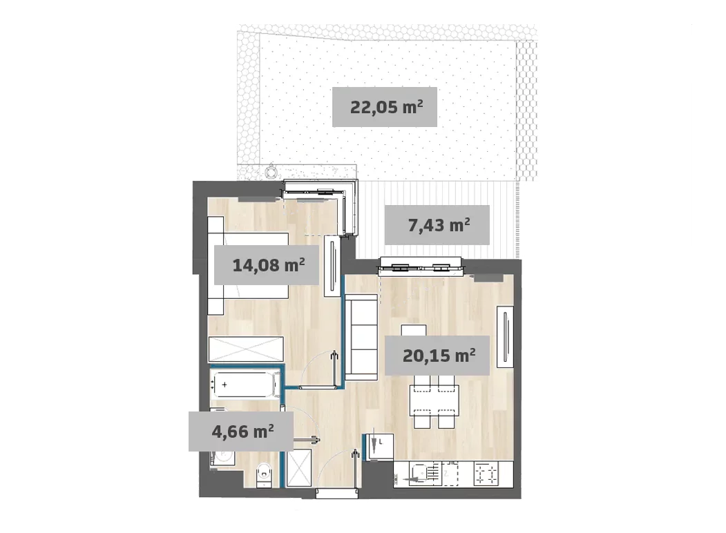 Mieszkanie 43,38 m², parter, oferta nr 7/SZ-F1.E.00.02, Sady Żoliborz, Warszawa, Żoliborz, Sady Żoliborskie, ul. Anny German 15