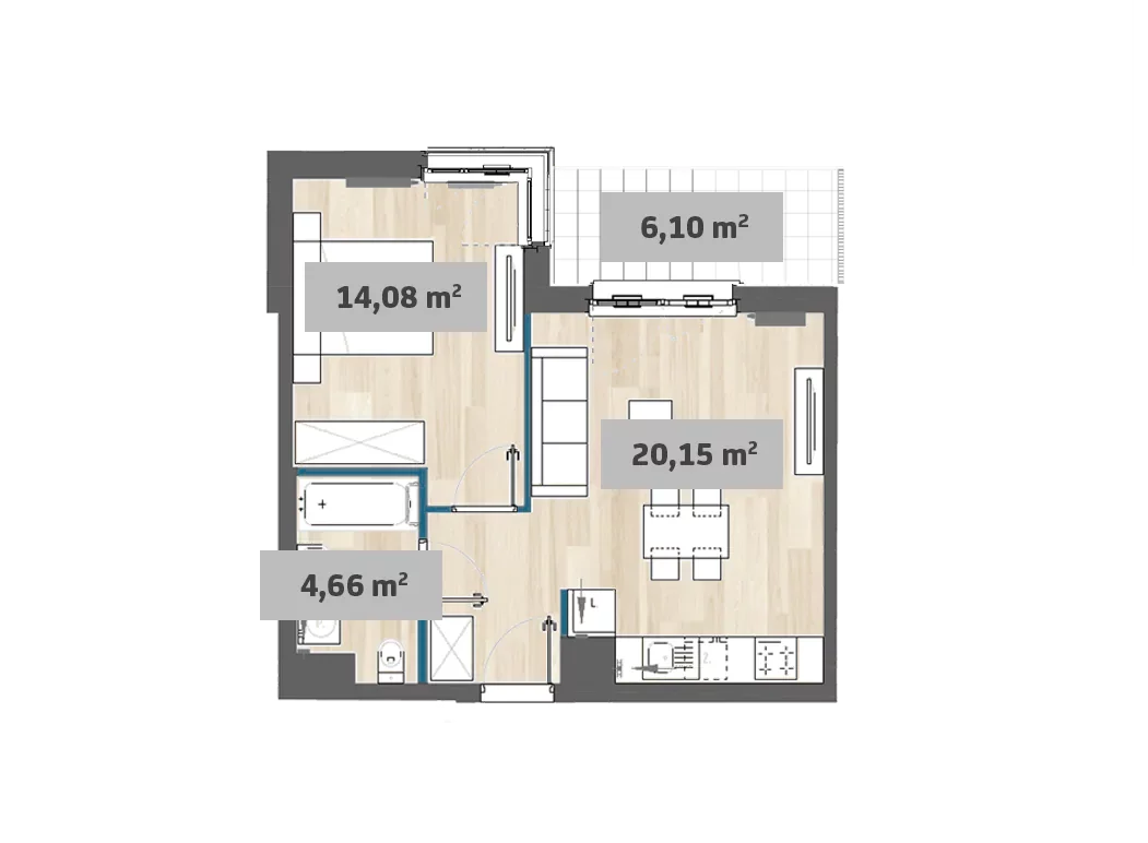 Mieszkanie 43,49 m², piętro 2, oferta nr 7/SZ-F1.E.02.02, Sady Żoliborz, Warszawa, Żoliborz, Sady Żoliborskie, ul. Anny German 15