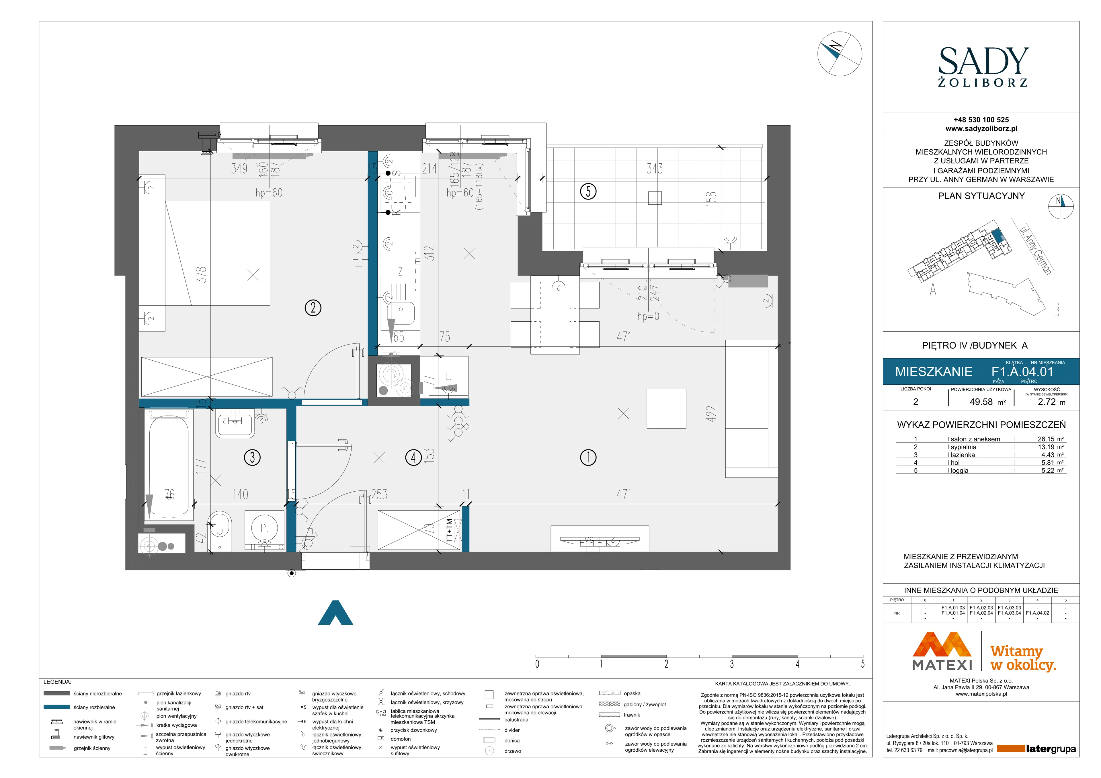 2 pokoje, mieszkanie 49,58 m², piętro 4, oferta nr 9/SZ-F1.A.04.01, Sady Żoliborz, Warszawa, Żoliborz, Sady Żoliborskie, ul. Anny German 15