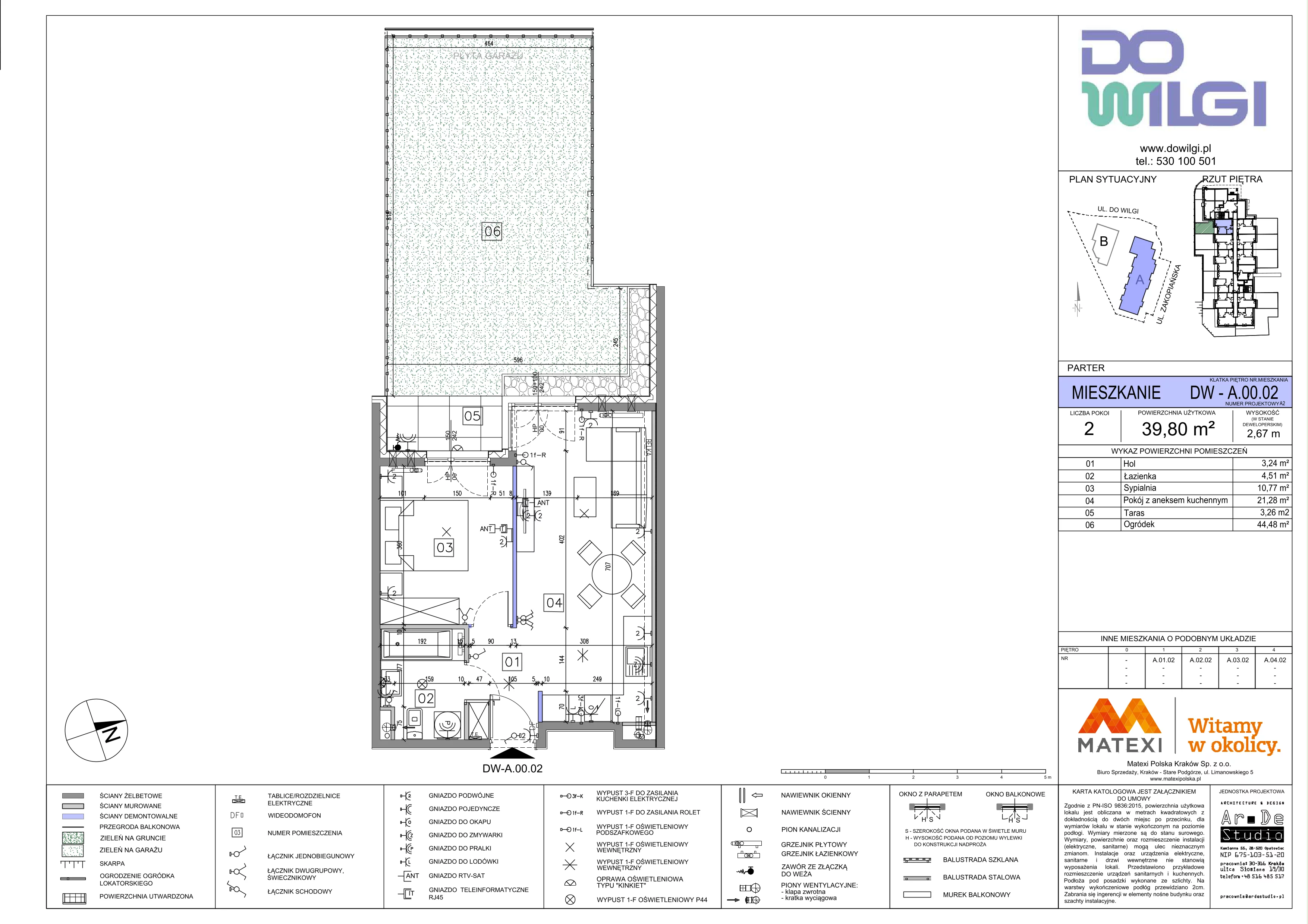2 pokoje, mieszkanie 39,80 m², parter, oferta nr 2/DW-A.00.02, Do Wilgi, Kraków, Łagiewniki-Borek Fałęcki, ul. Do Wilgi 2A